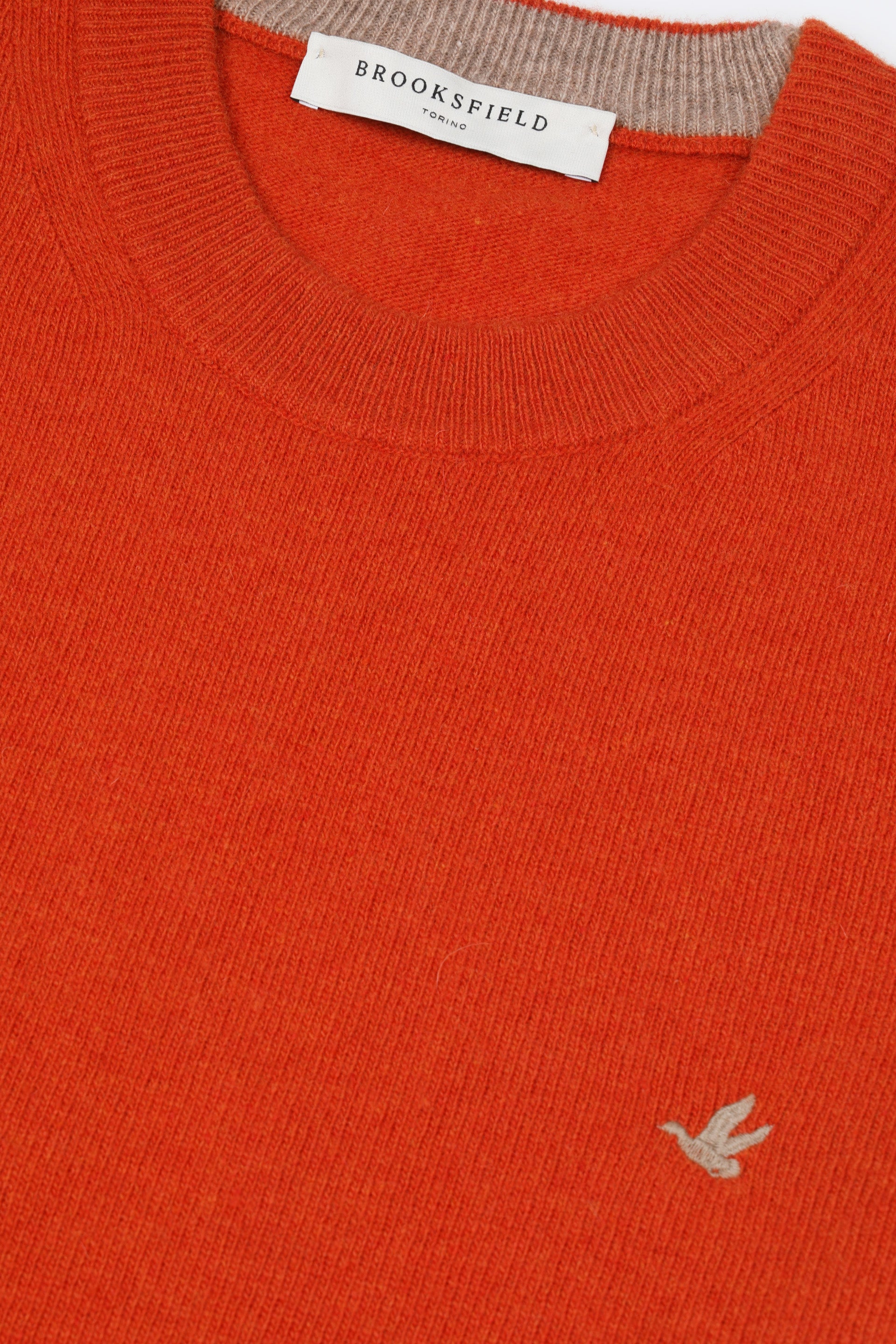 UOMO-GIROCOLLO RASATO, INTERNO COLLO E TOPPE IN CONTRASTO, LAMBSWOOL (FIN.12) - Arancione