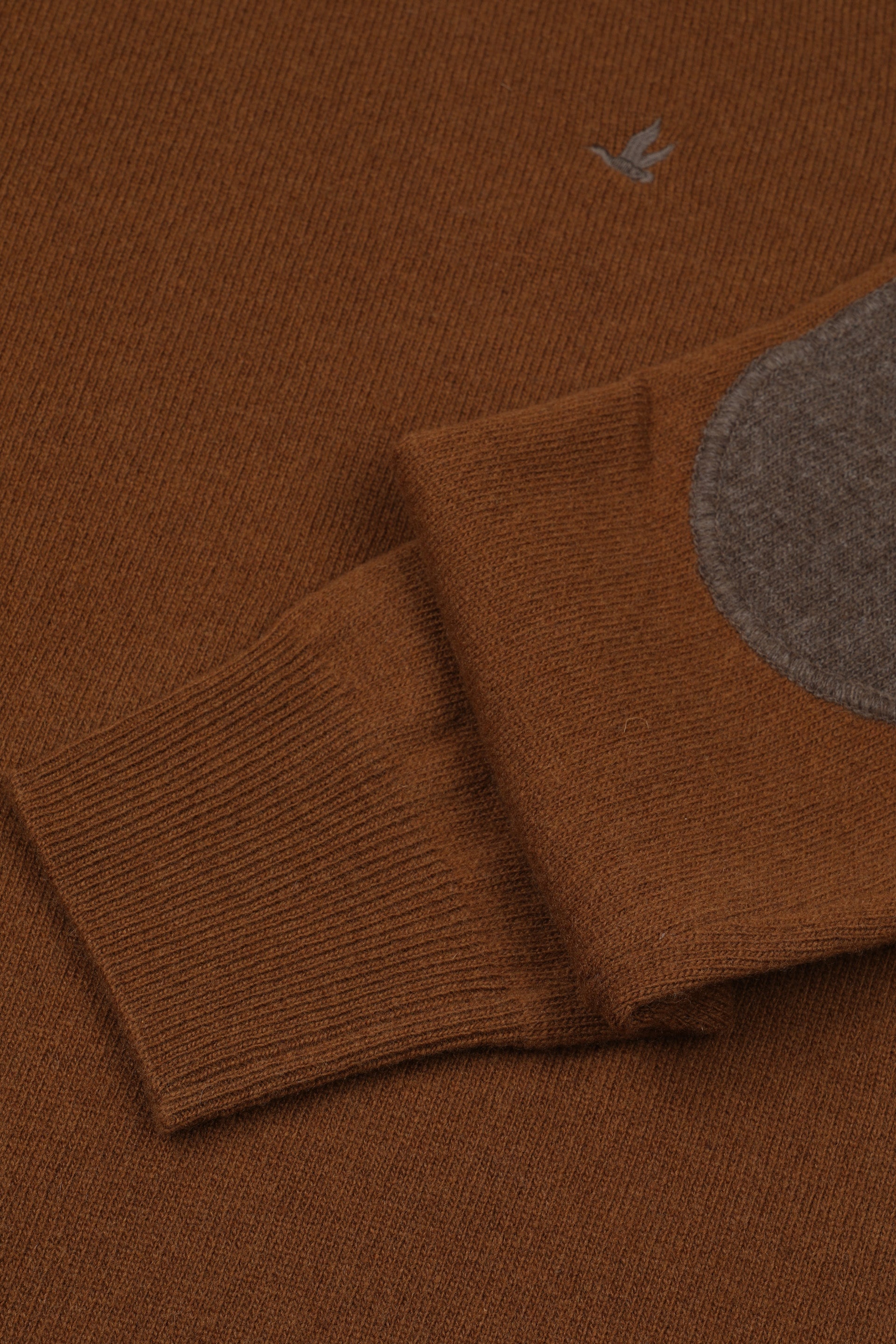 UOMO-GIROCOLLO RASATO, INTERNO COLLO E TOPPE IN CONTRASTO, LAMBSWOOL (FIN.12) - Brandy