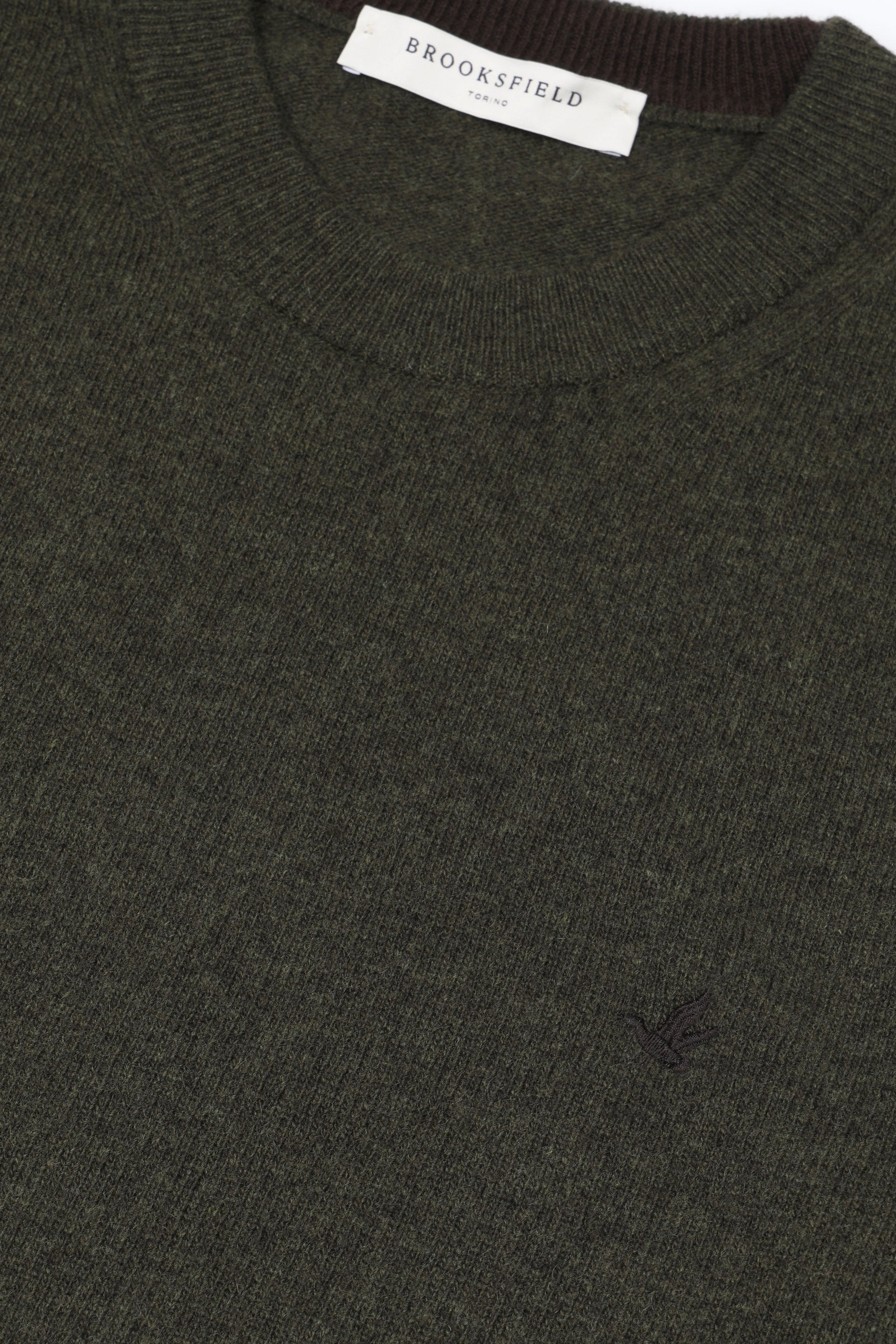 UOMO-GIROCOLLO RASATO, INTERNO COLLO E TOPPE IN CONTRASTO, LAMBSWOOL (FIN.12) - Oliva