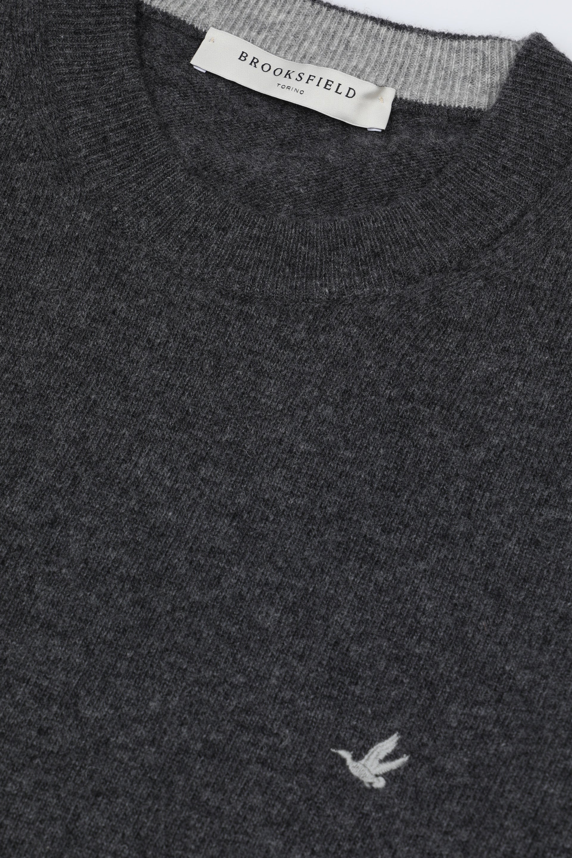 UOMO-GIROCOLLO RASATO, INTERNO COLLO E TOPPE IN CONTRASTO, LAMBSWOOL (FIN.12) - Grafite