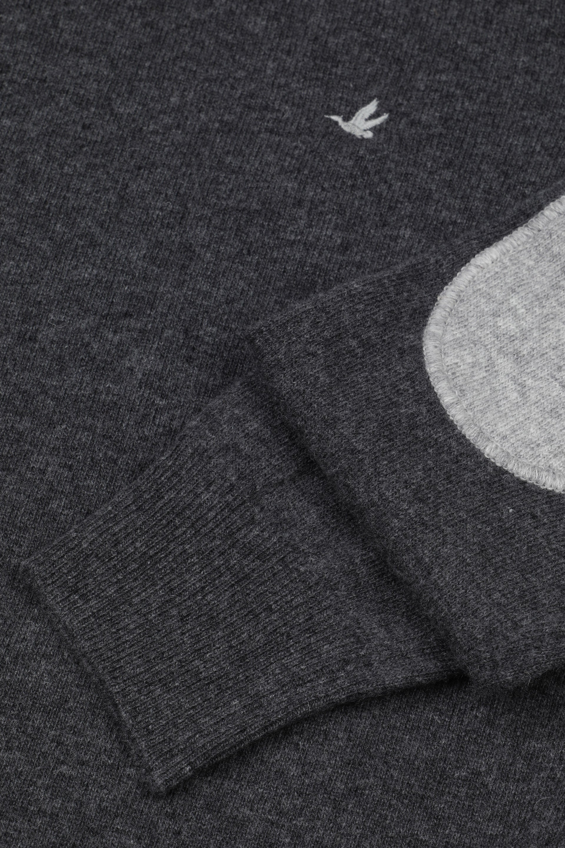 UOMO-GIROCOLLO RASATO, INTERNO COLLO E TOPPE IN CONTRASTO, LAMBSWOOL (FIN.12) - Grafite