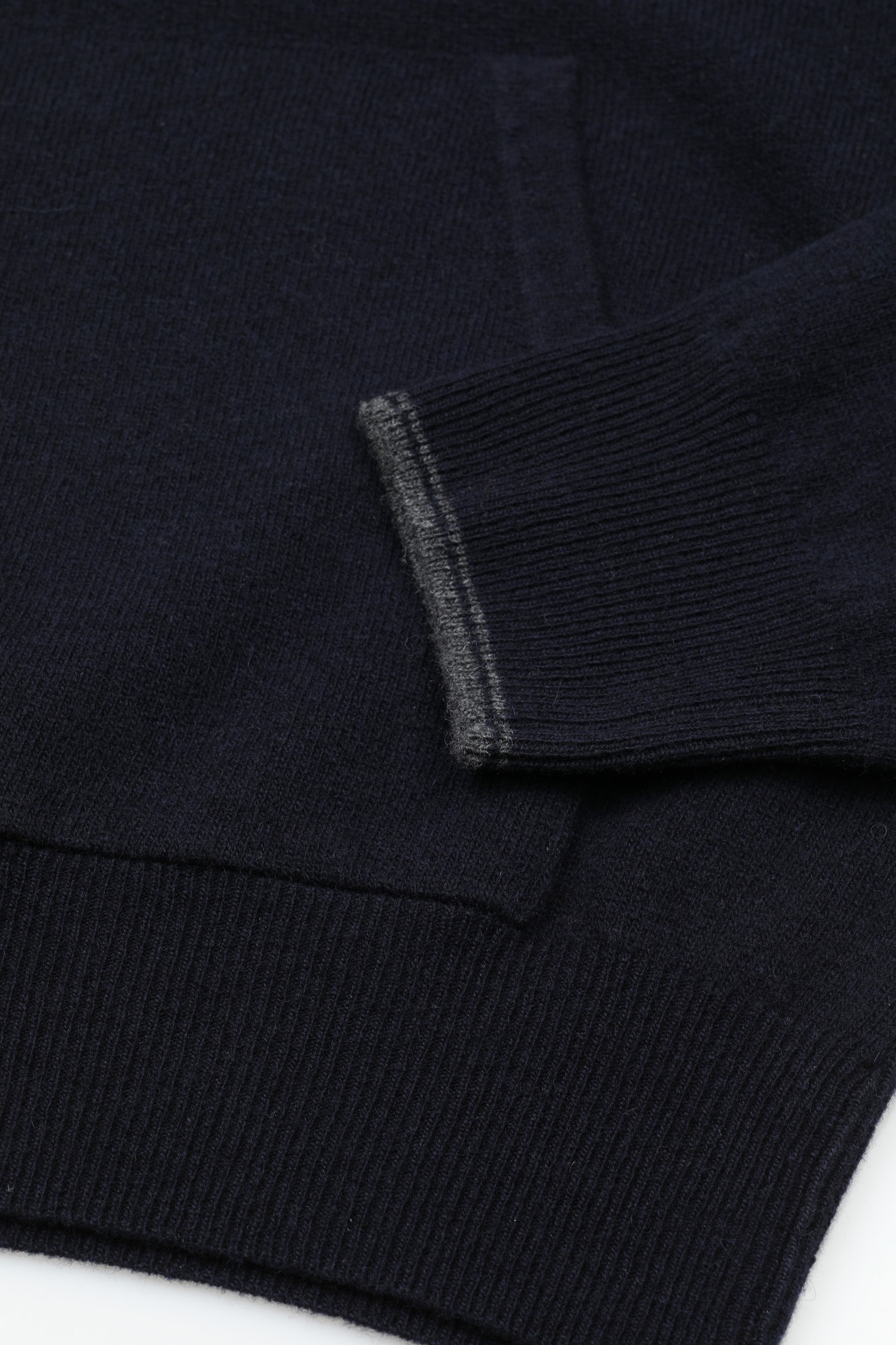 UOMO-MAGLIA RASATA CON CAPPUCCIO E MARSUPIO, POLSI E BORDO CAPPUCCIO CON RIGHE IN CONTRASTO, LAMBSWOOL (FIN.12) - Blu scuro