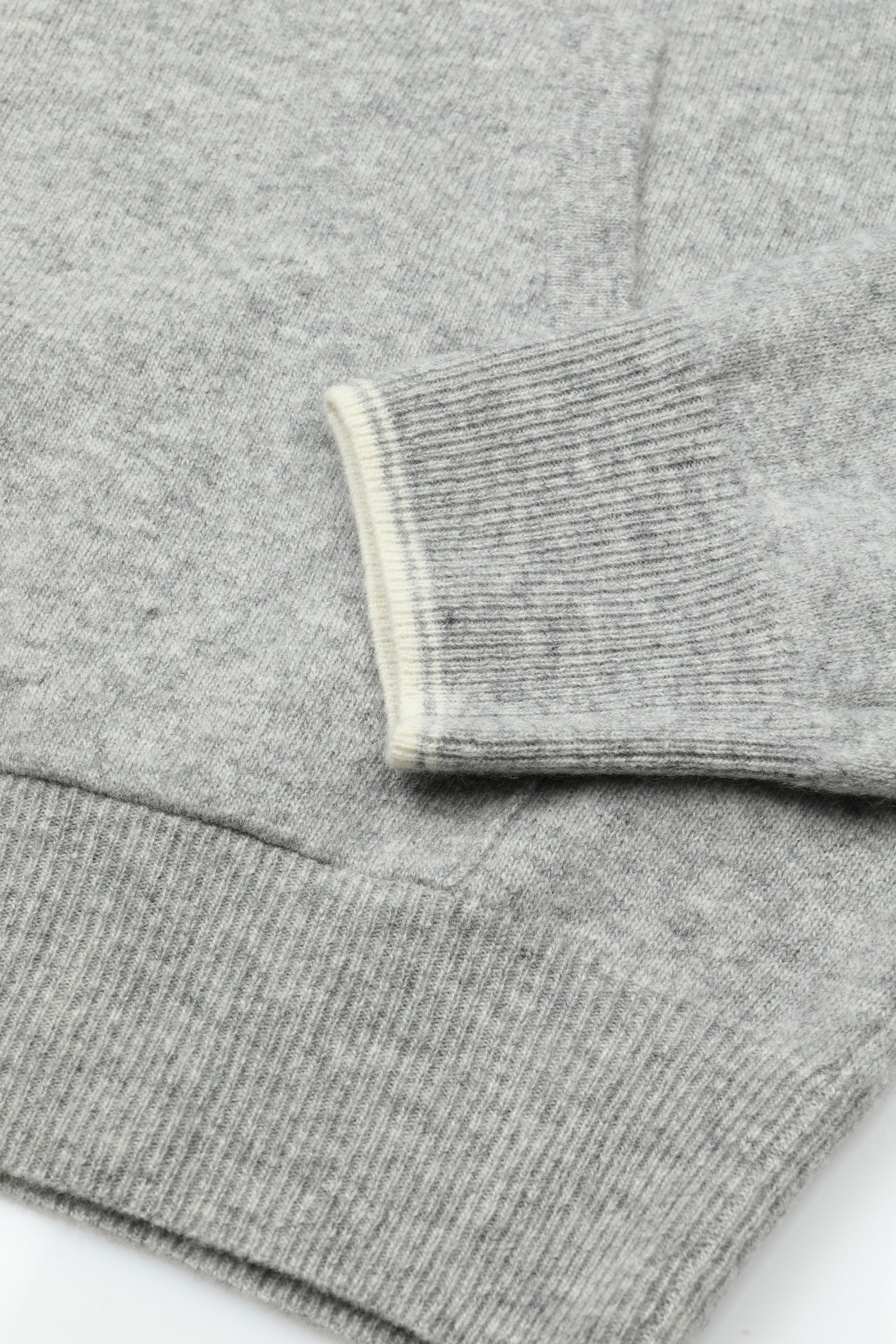 UOMO-MAGLIA RASATA CON CAPPUCCIO E MARSUPIO, POLSI E BORDO CAPPUCCIO CON RIGHE IN CONTRASTO, LAMBSWOOL (FIN.12) - Grigio
