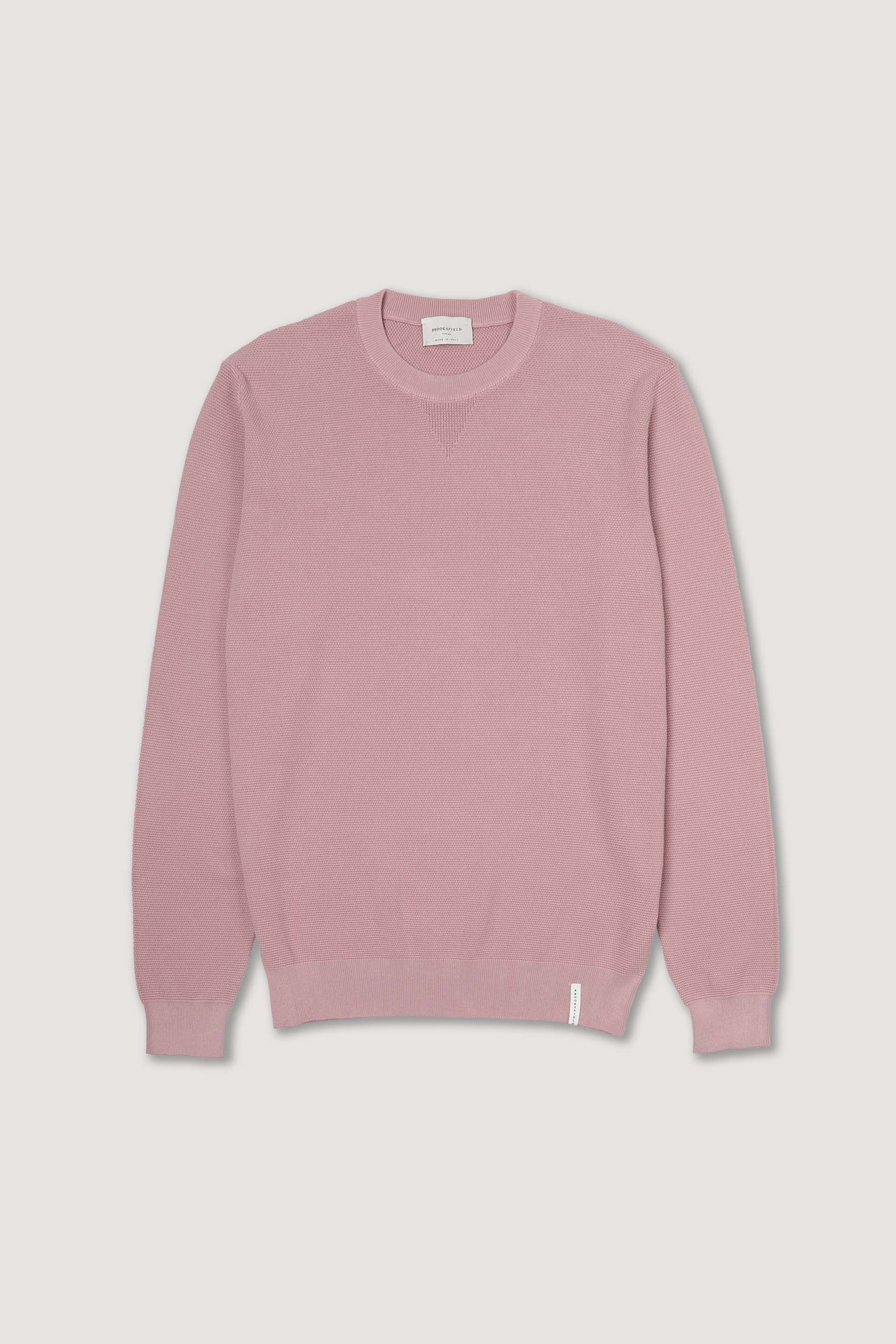 MAGLIA, GIROCOLLO, COTONE MINI MOTIVO, TINTO CAPO - Old rose