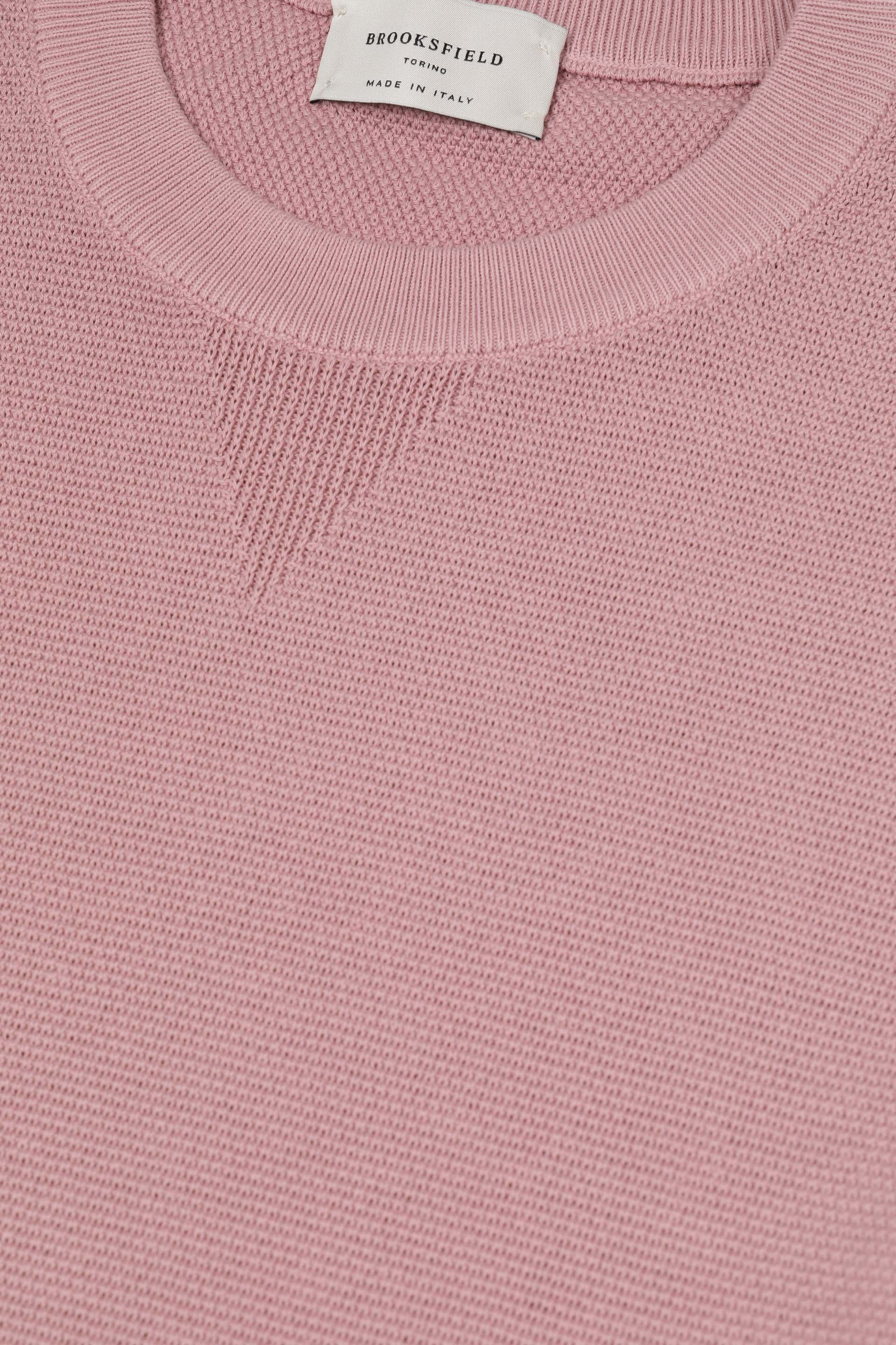 MAGLIA, GIROCOLLO, COTONE MINI MOTIVO, TINTO CAPO - Old rose