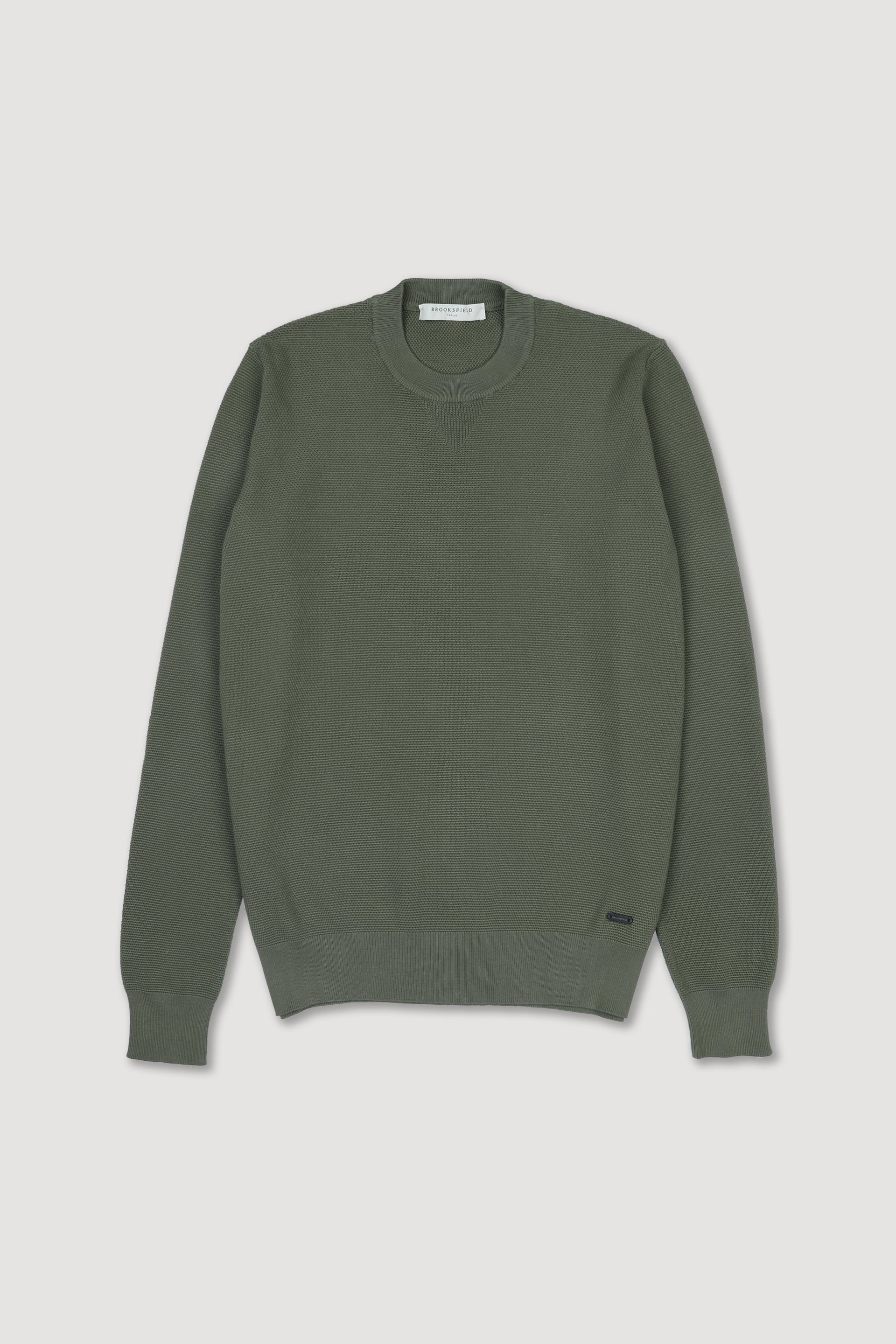 Maglia girocollo in cotone motivo grana di riso. Verde - Alligator