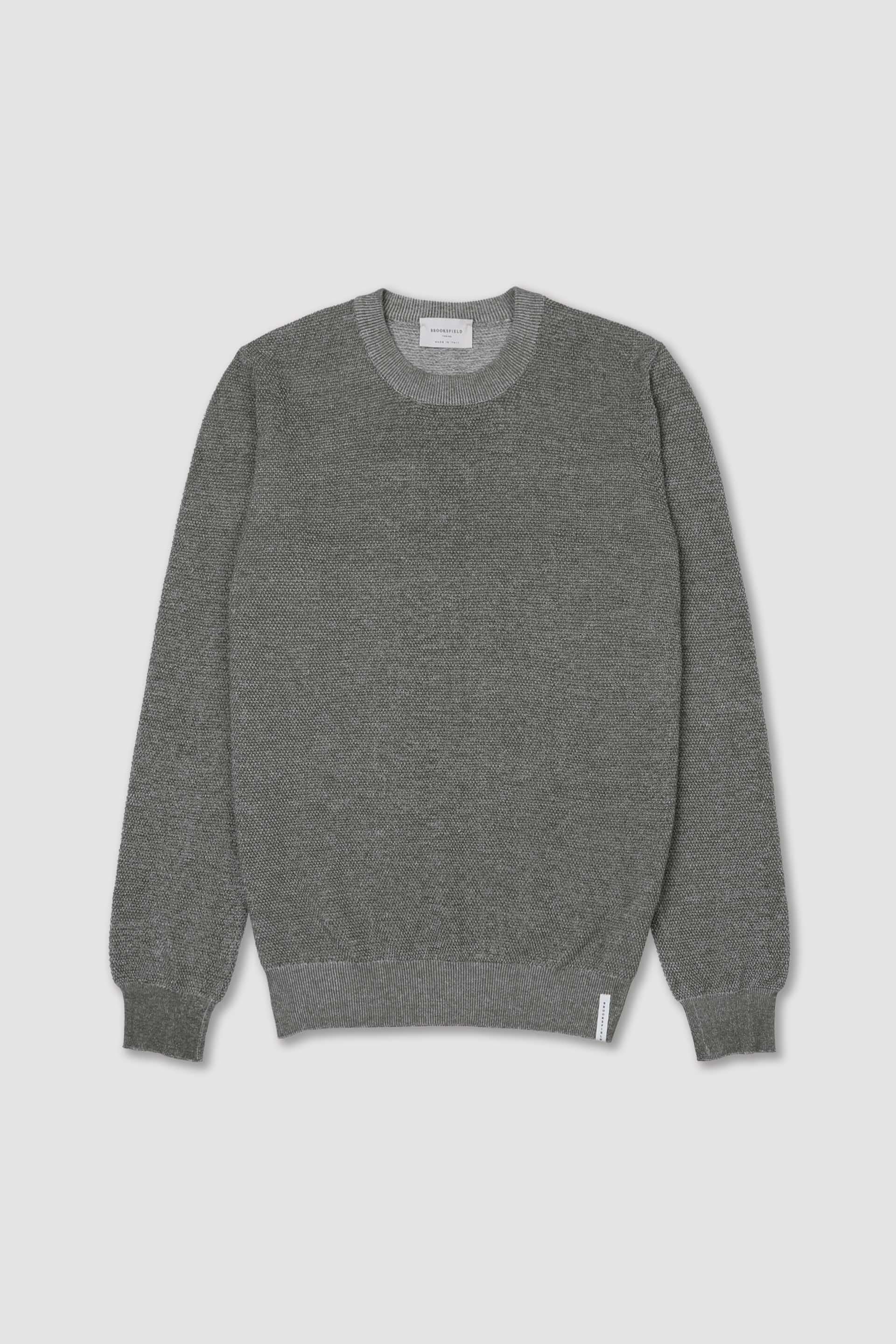 MAGLIA, GIROCOLLO, COTONE GRANA DI RISO VANISE - Dark green/milk