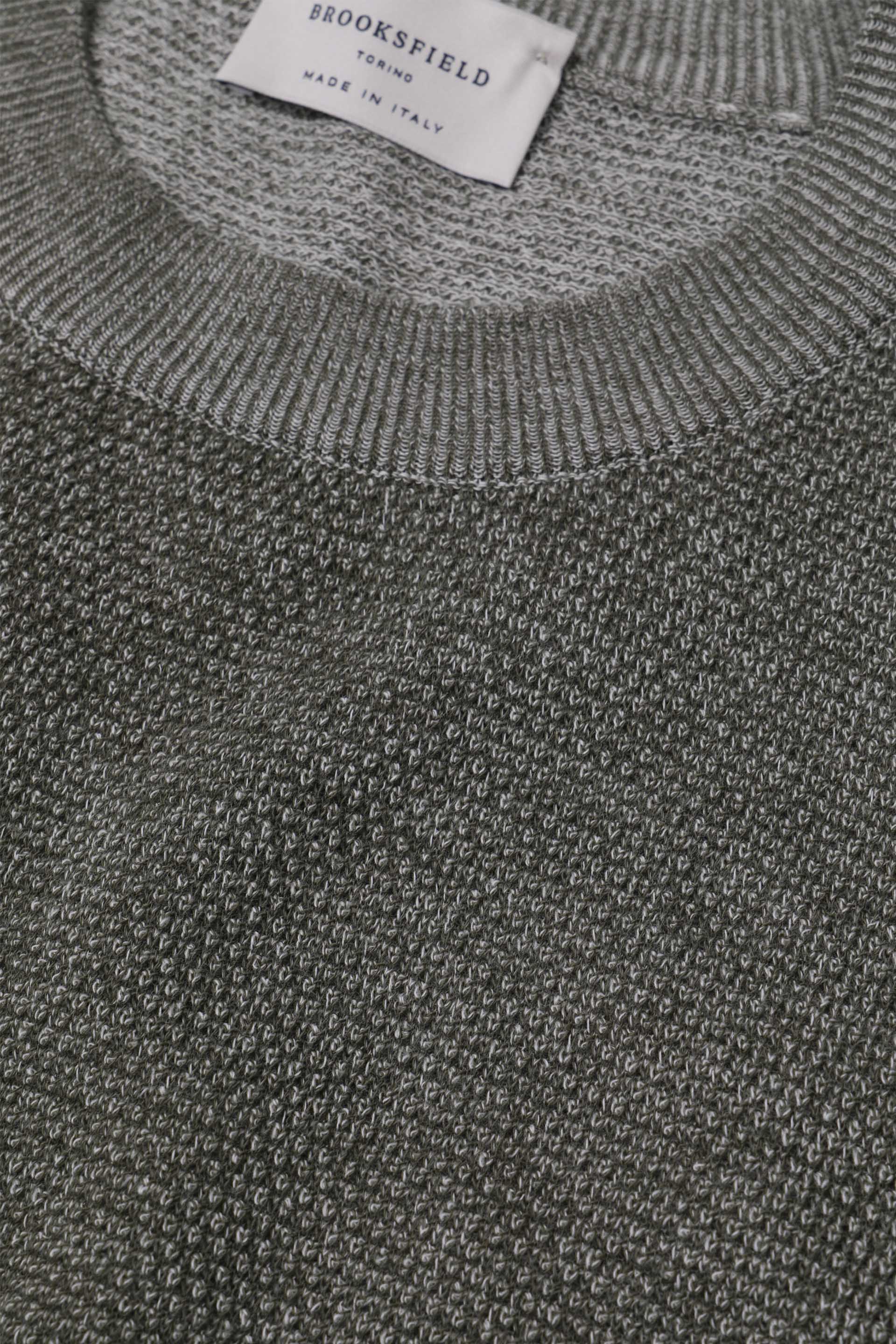 MAGLIA, GIROCOLLO, COTONE GRANA DI RISO VANISE - Dark green/milk