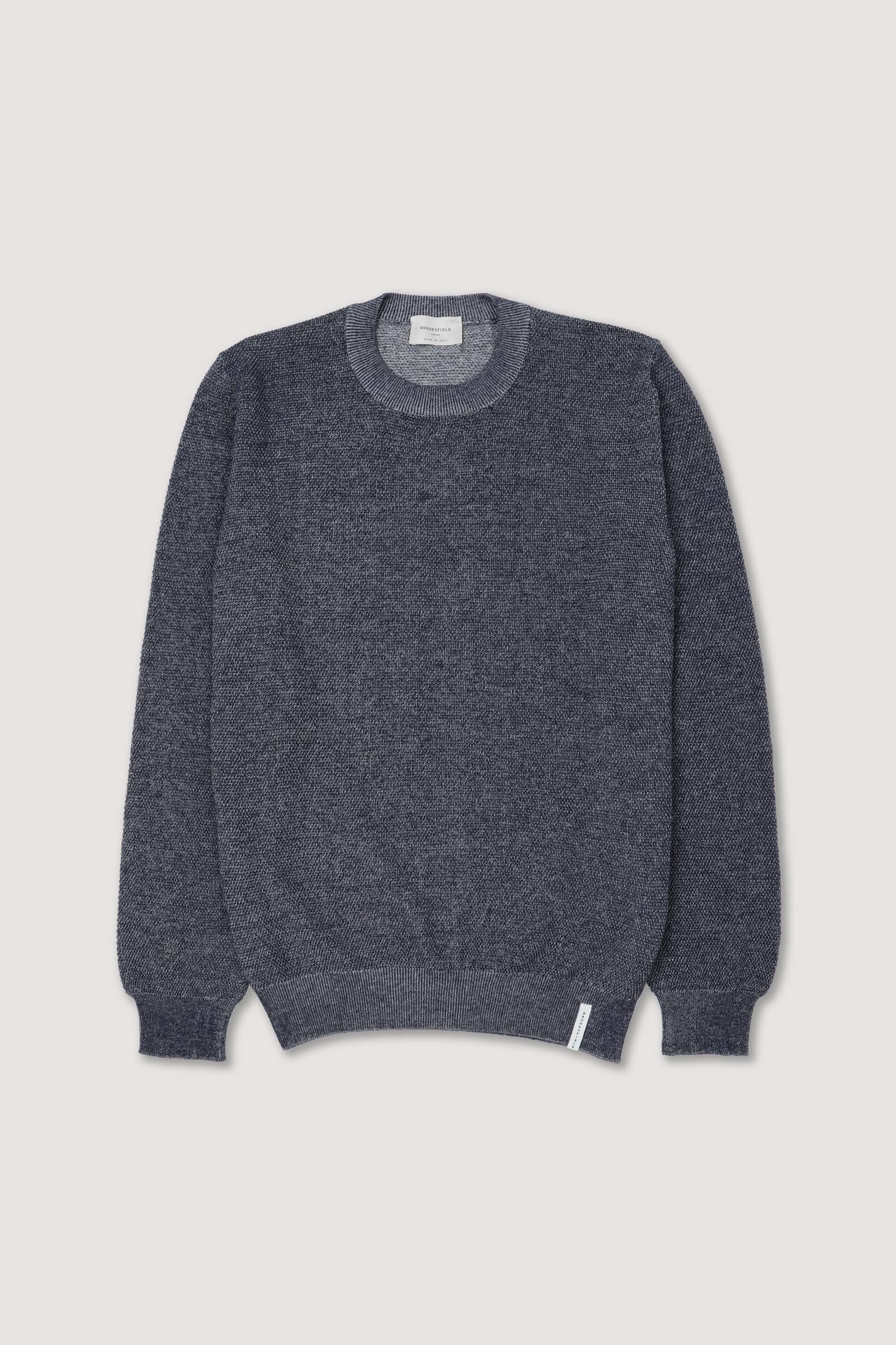MAGLIA, GIROCOLLO, COTONE GRANA DI RISO VANISE - Blue/milk