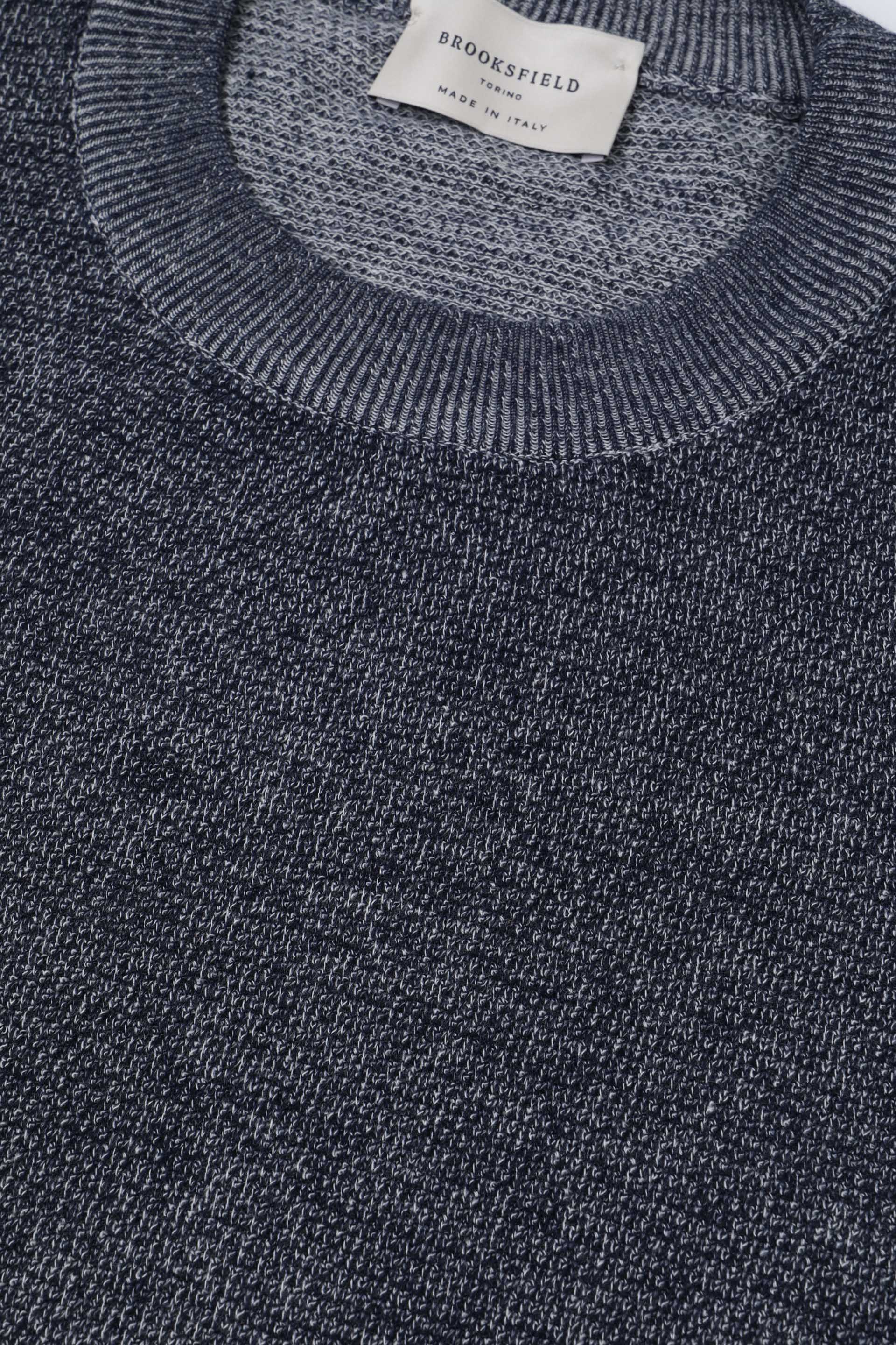 MAGLIA, GIROCOLLO, COTONE GRANA DI RISO VANISE - Blue/milk