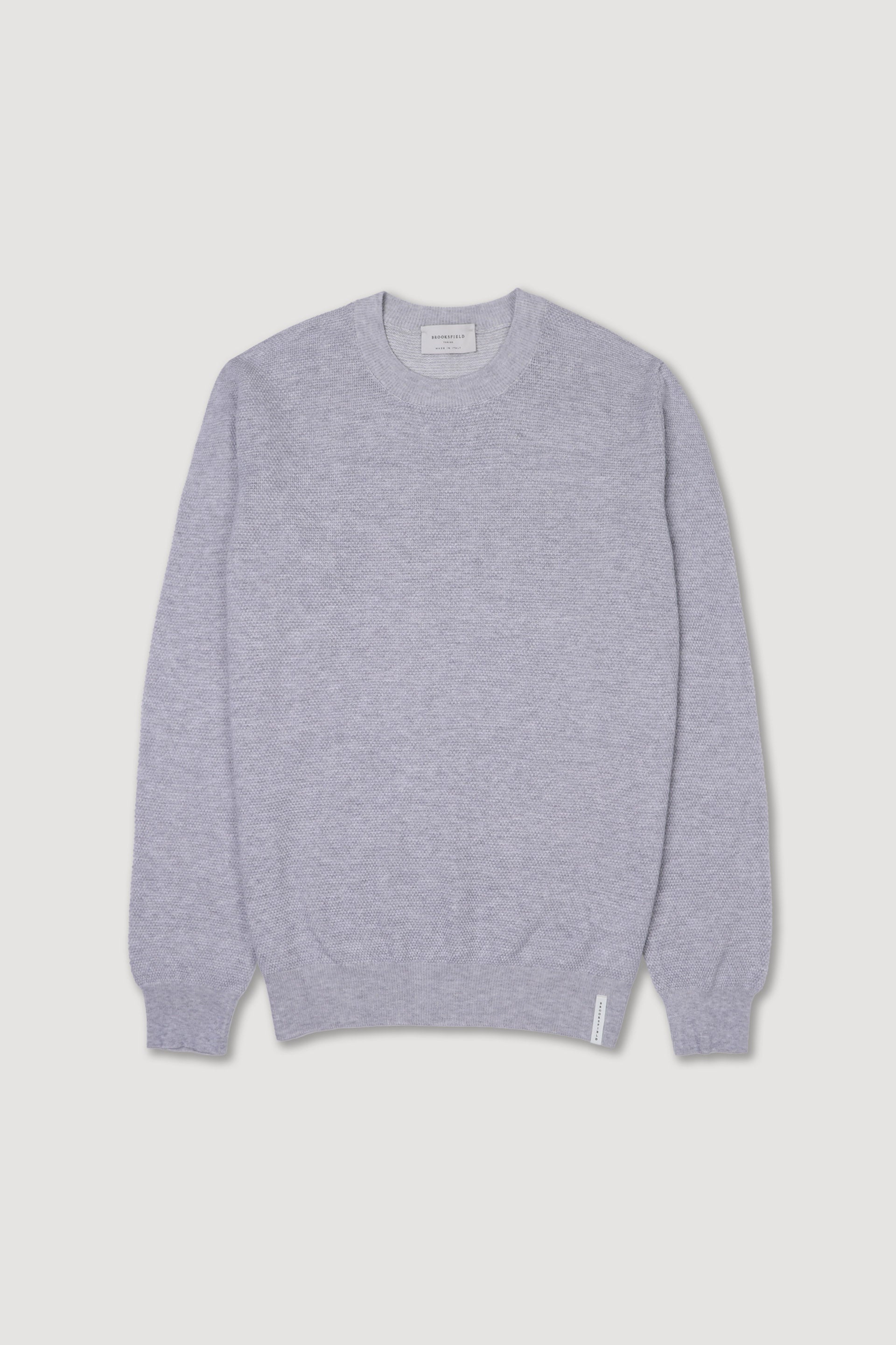 MAGLIA, GIROCOLLO, COTONE GRANA DI RISO VANISE - Grigio mel/panna