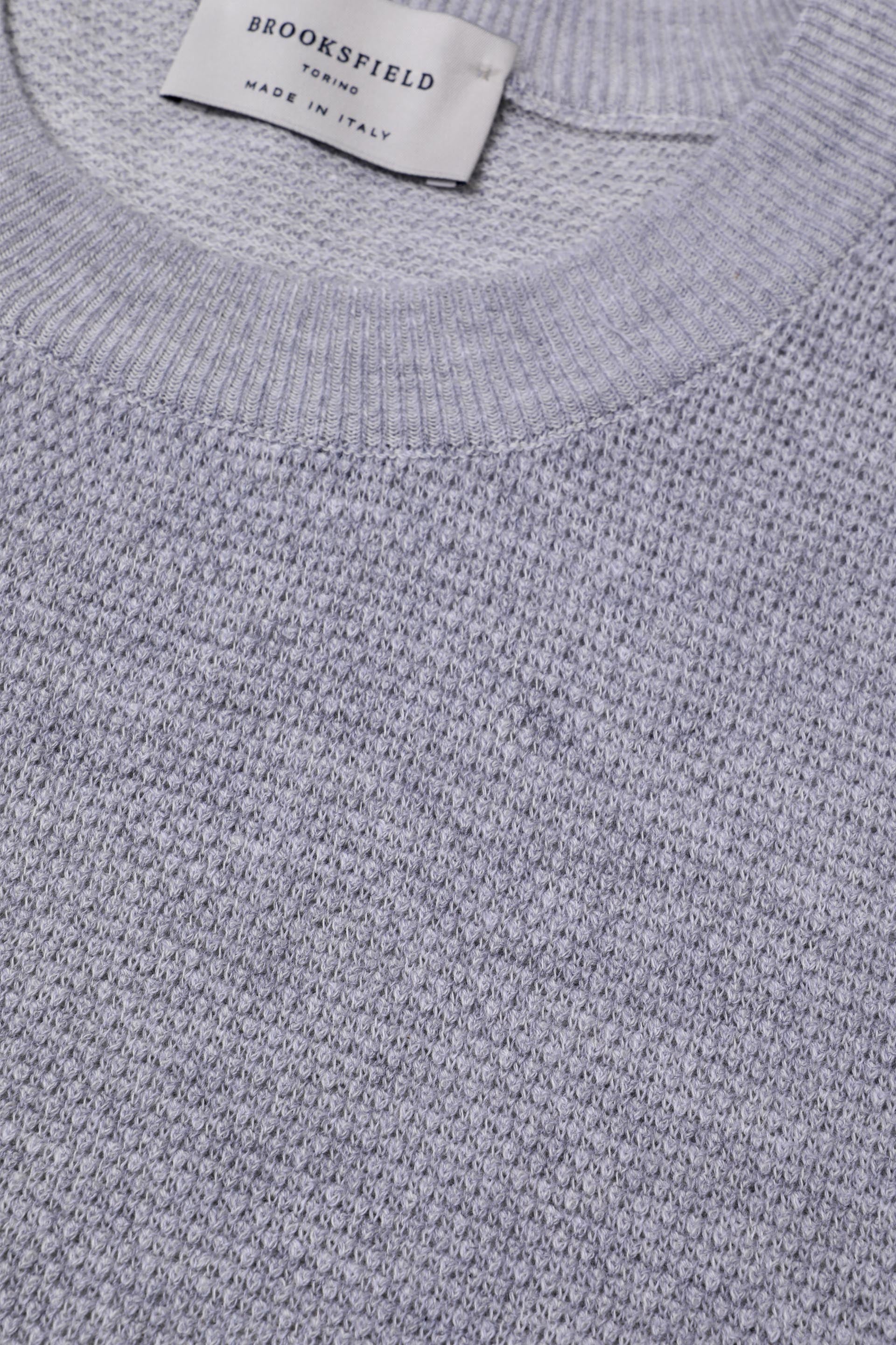 MAGLIA, GIROCOLLO, COTONE GRANA DI RISO VANISE - Grigio mel/panna