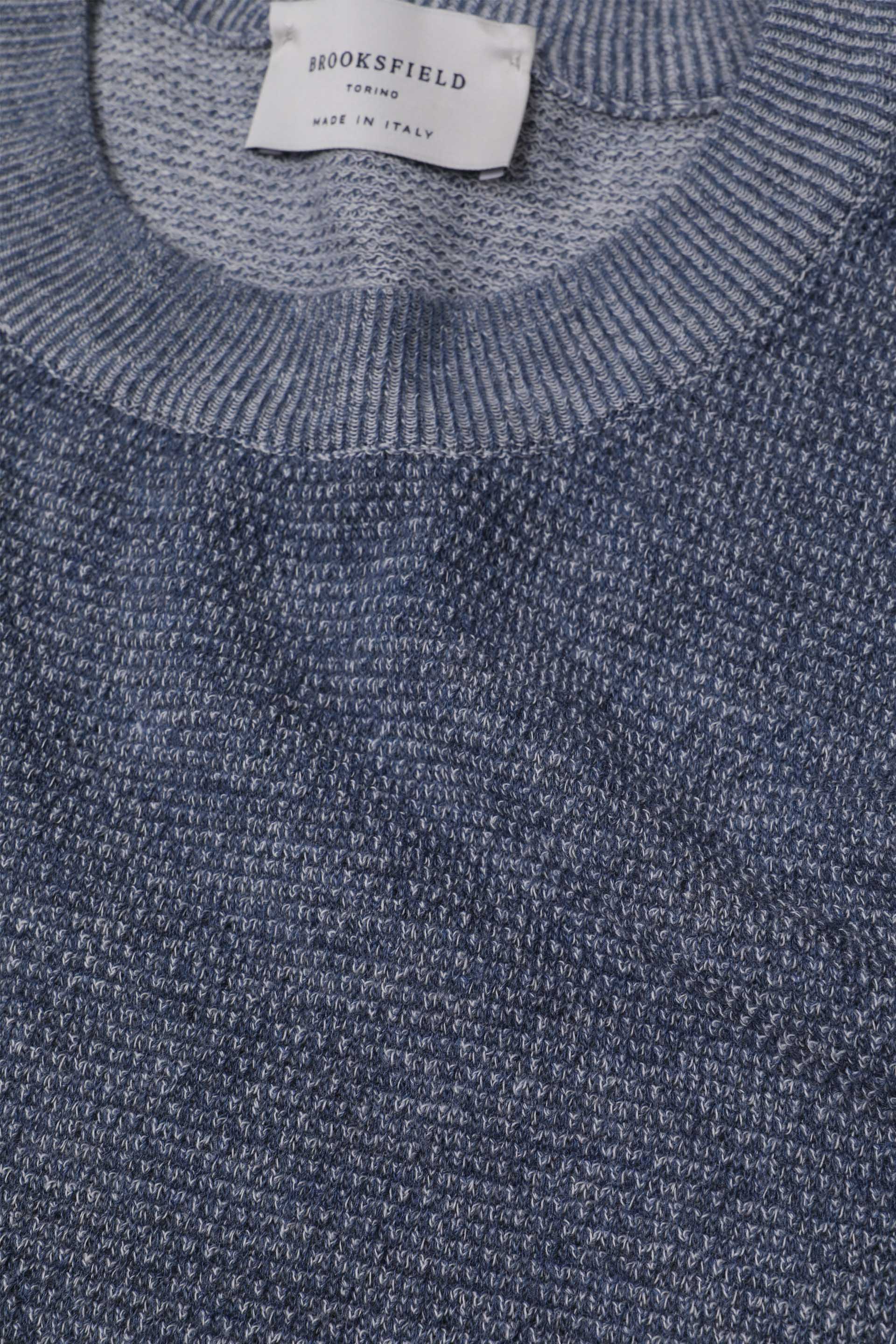 MAGLIA, GIROCOLLO, COTONE GRANA DI RISO VANISE - Acquario/panna
