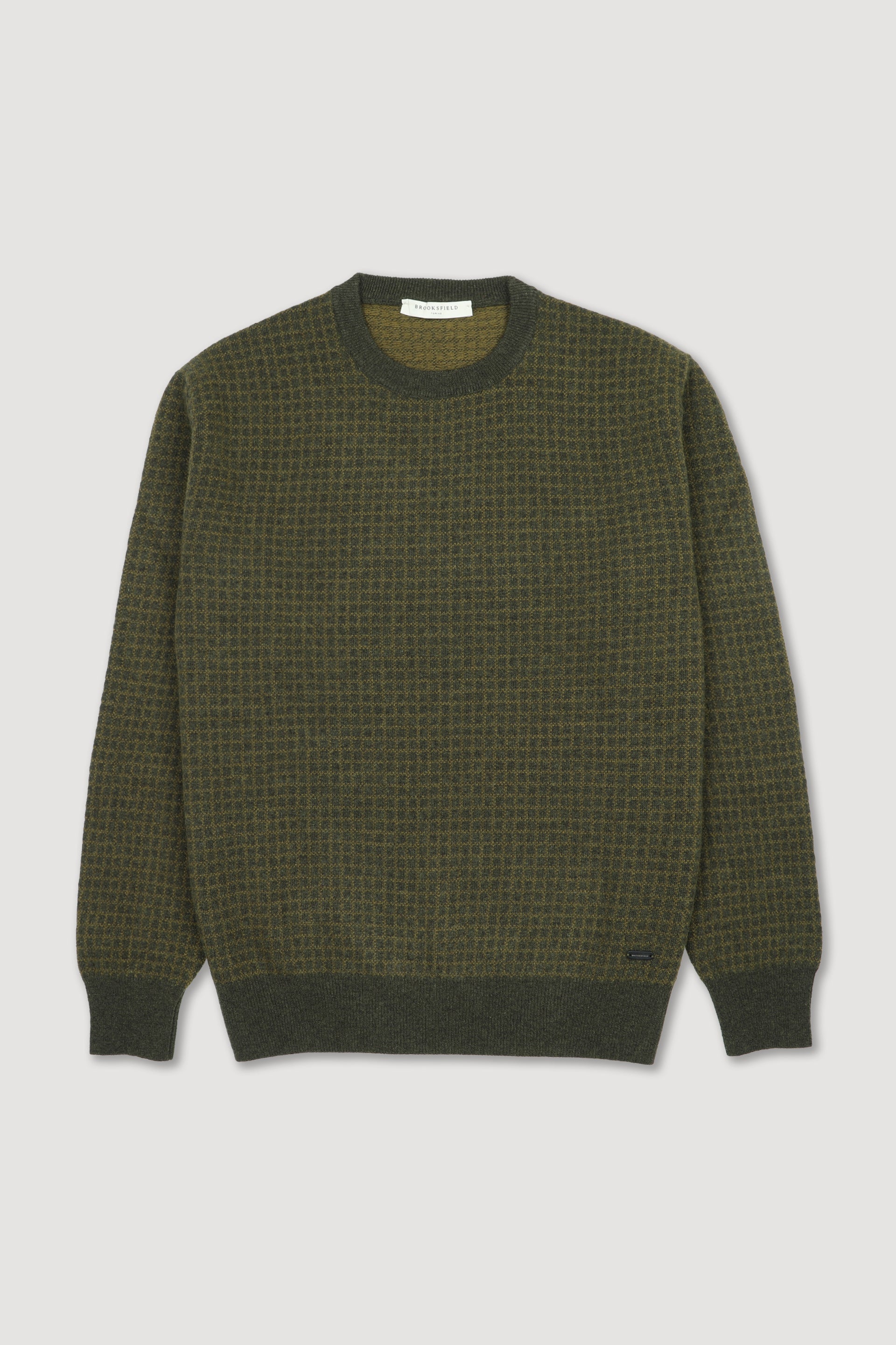 UOMO-GIROCOLLO, JAQUARD PIED DE POULE 2 COLORI ALL OVER, LAMBSWOOL (FIN.12) - Oliva/avocado