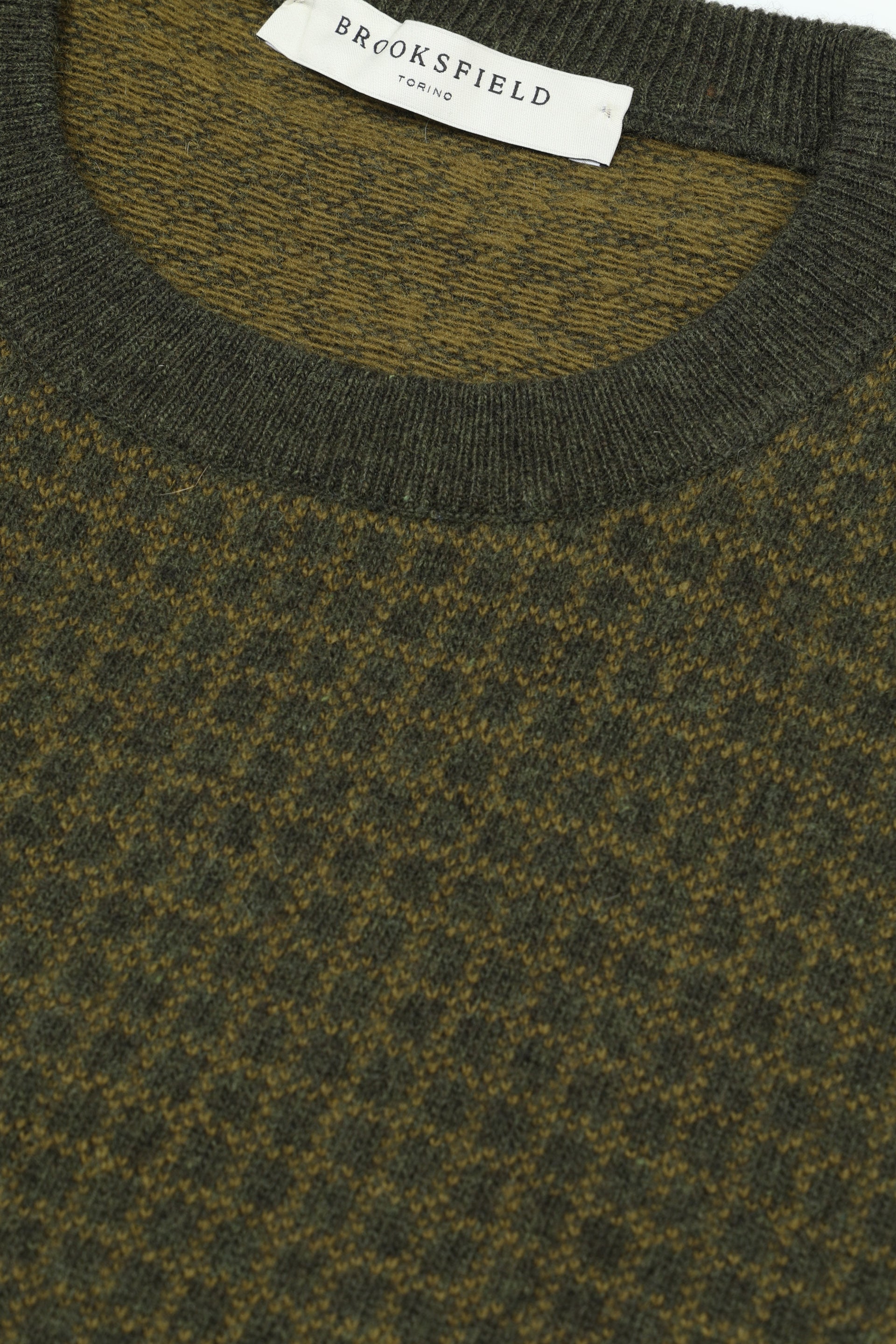 UOMO-GIROCOLLO, JAQUARD PIED DE POULE 2 COLORI ALL OVER, LAMBSWOOL (FIN.12) - Oliva/avocado