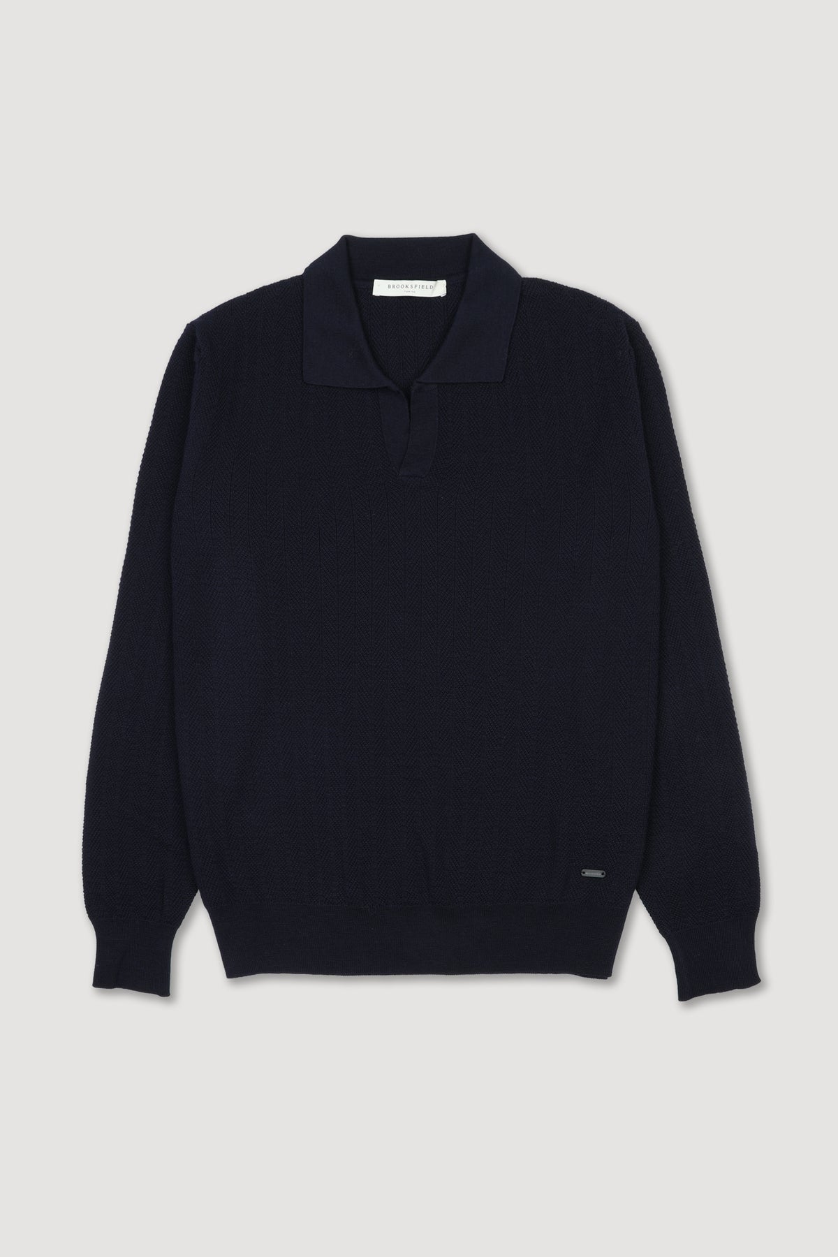 Polo in maglia in lana merino extrafine con punto obliquo. Blu - Navy