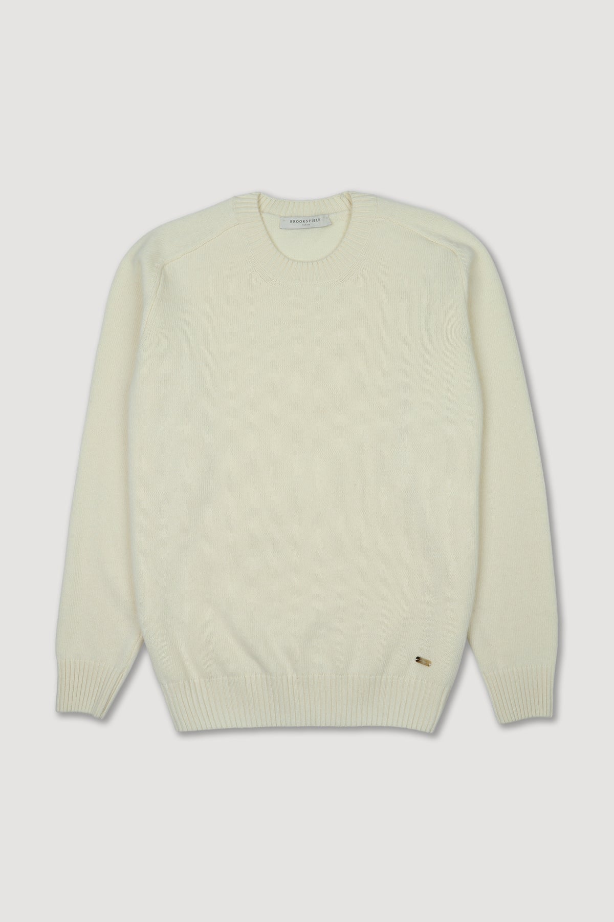 Maglia girocollo in pura lana vergine. Panna - Latte
