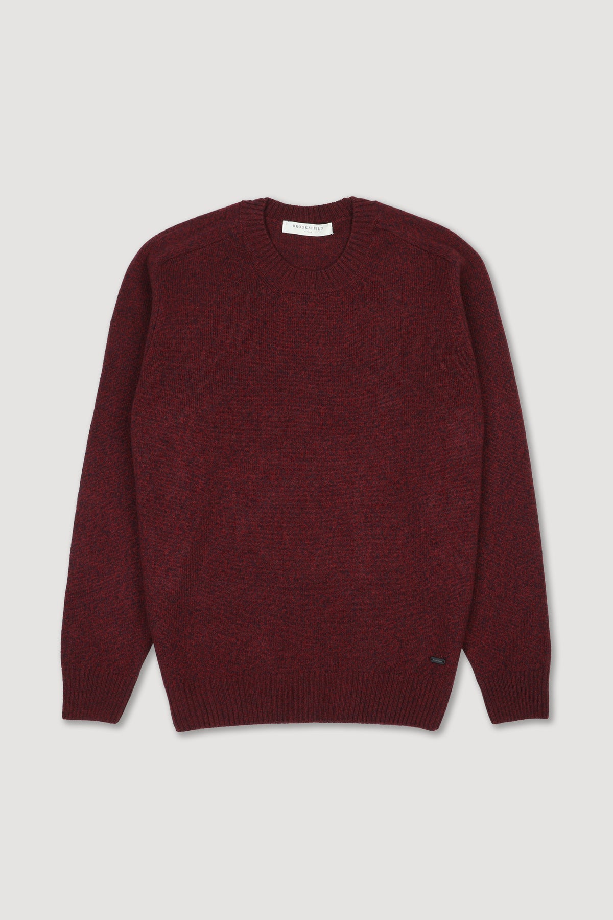 Maglia girocollo in pura lana vergine. Rosso - Borgogna