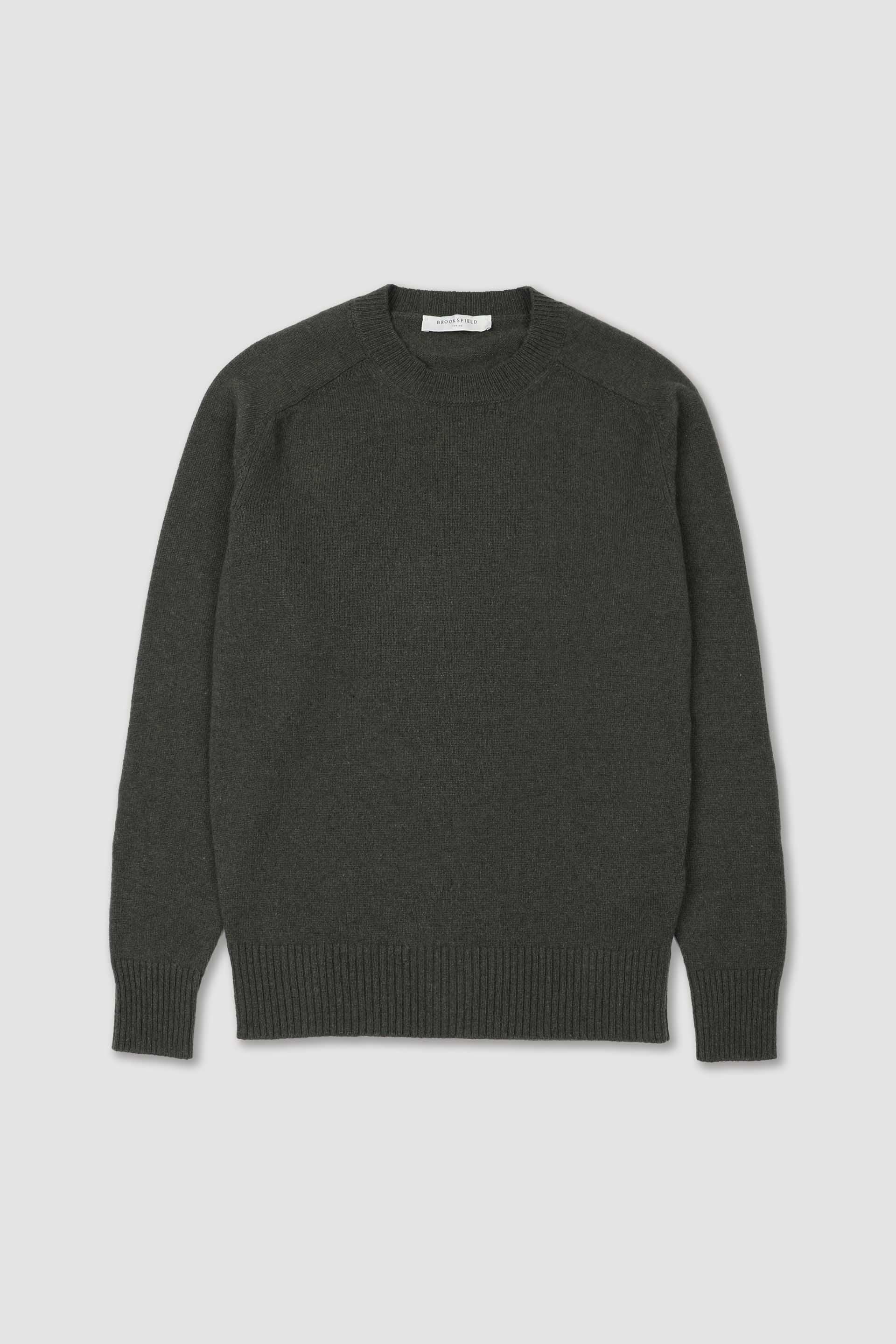 UOMO-GIROCOLLO RASATO, MANICHE A MARTELLO, CASHMERE (FIN.7) - Oliva