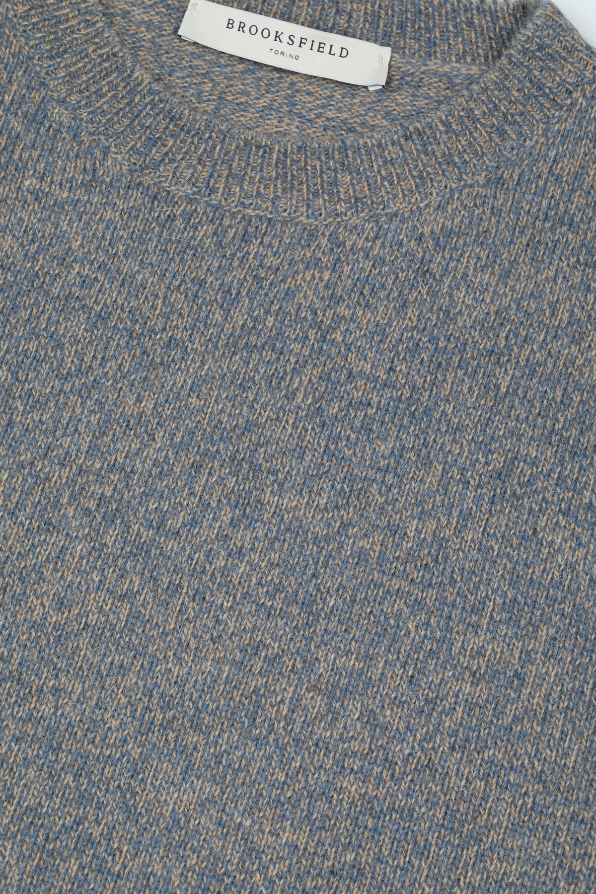 Maglia girocollo in misto alpaca - Azzurro moulinè'
