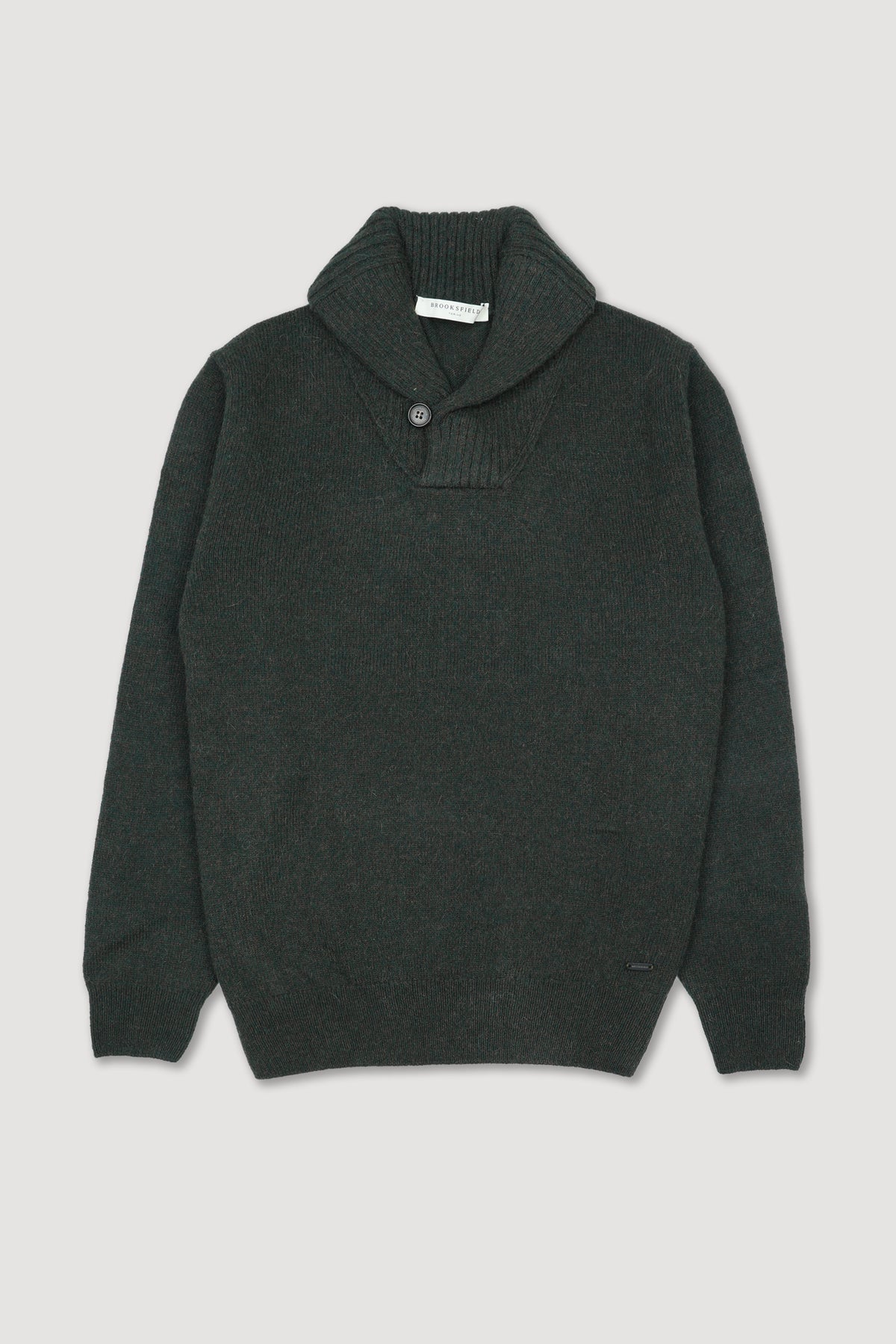 Maglia collo a scialle in misto alpaca. Verde - Mimetico