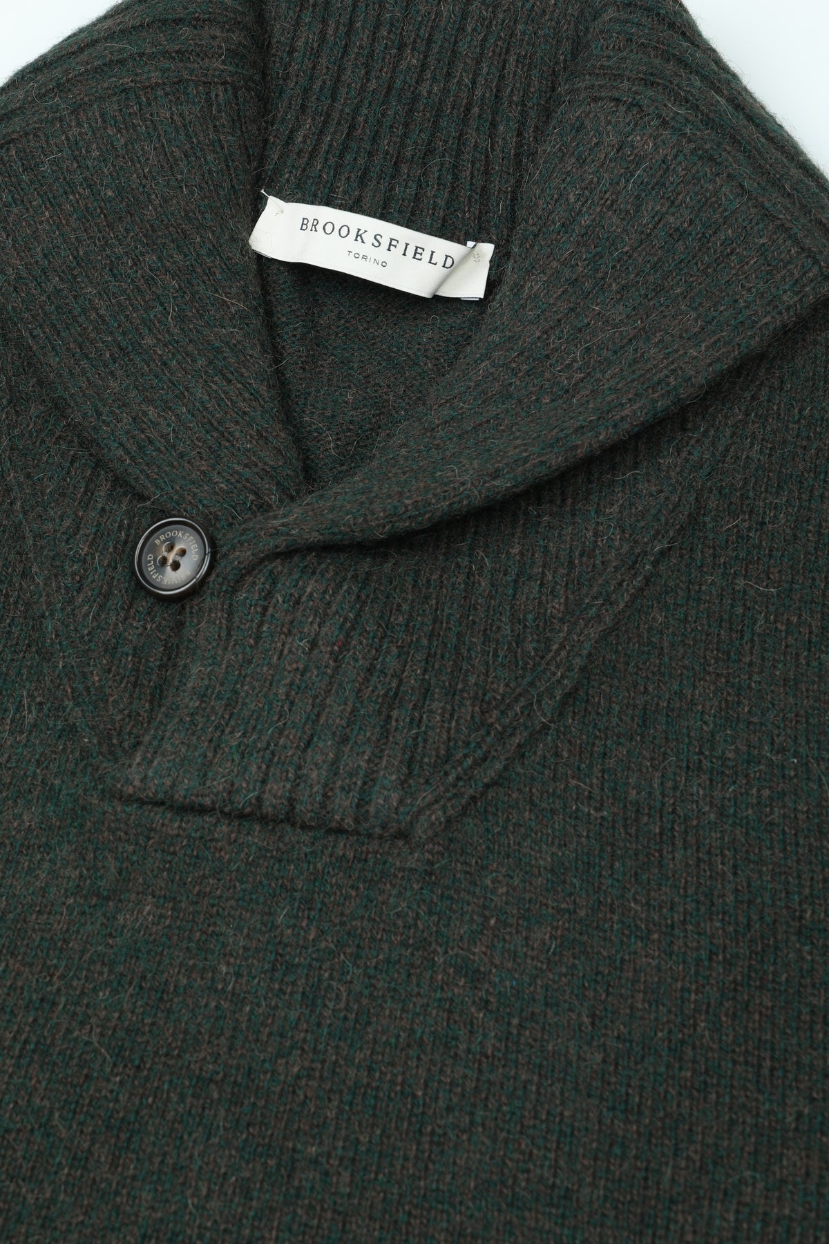 Maglia collo a scialle in misto alpaca. Verde - Mimetico