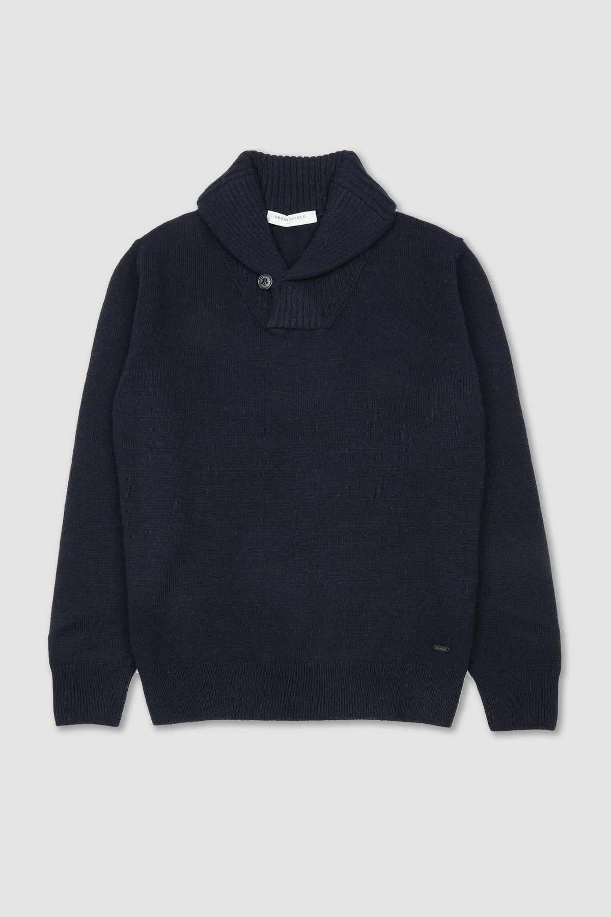 Maglia collo a scialle in misto alpaca. Blu - Navy