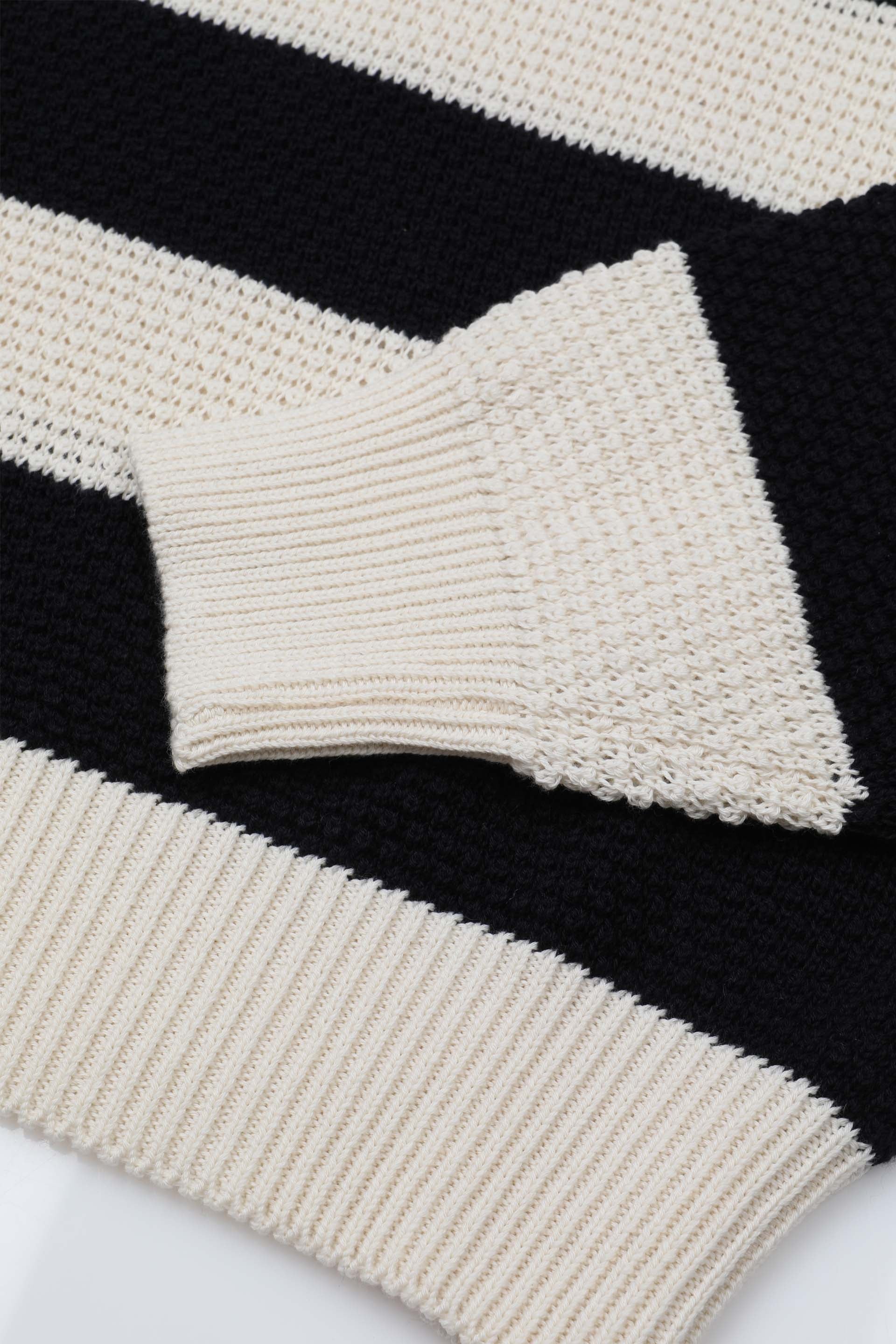 MAGLIA, GIROCOLLO, COTONE RIGA - Panna/navy blue