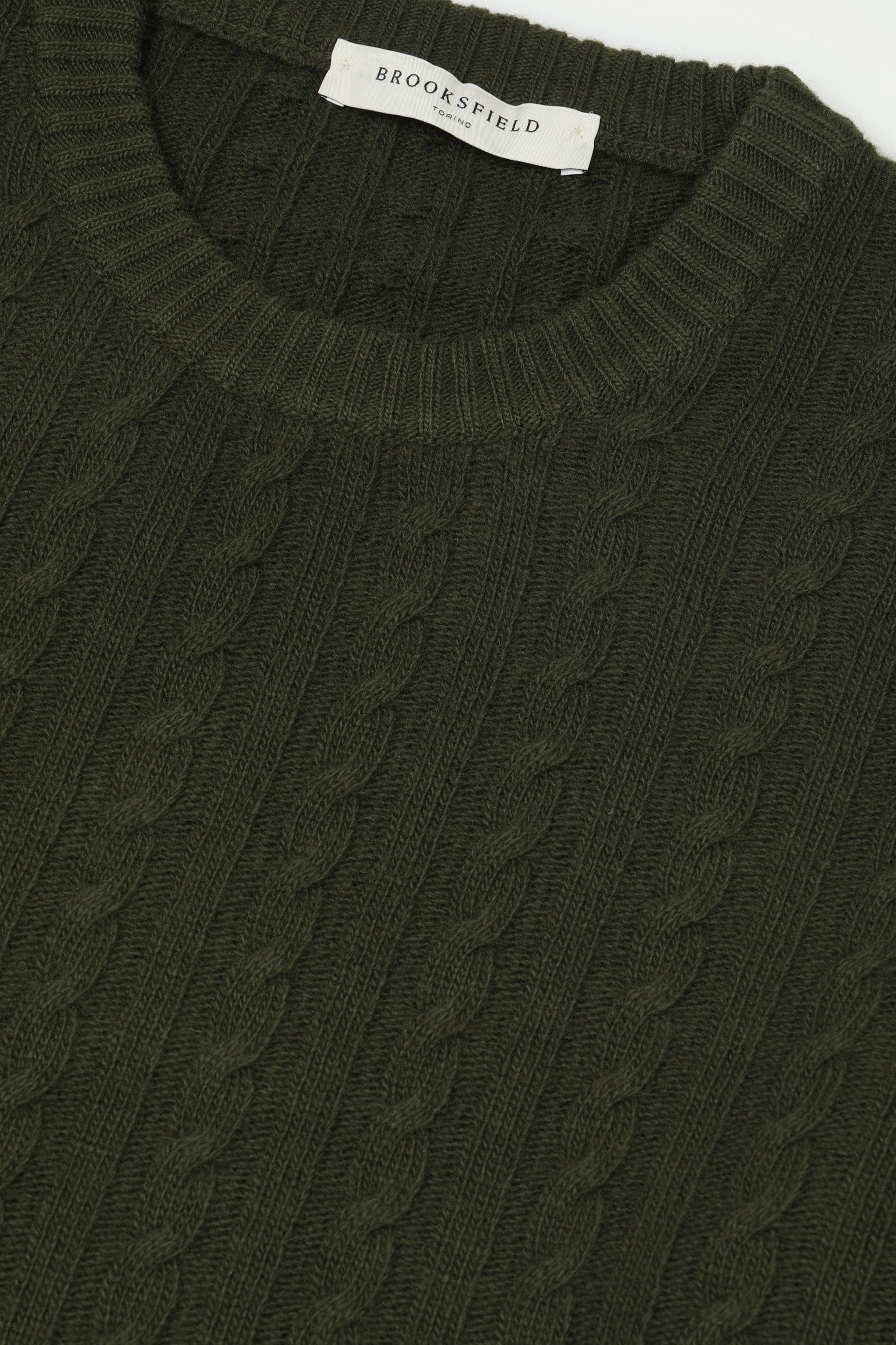 UOMO-GIROCOLLO TRECCE ALL OVER, TINTO CAPO - TUNISIA, LAMBSWOOL (FIN.7) - Oliva