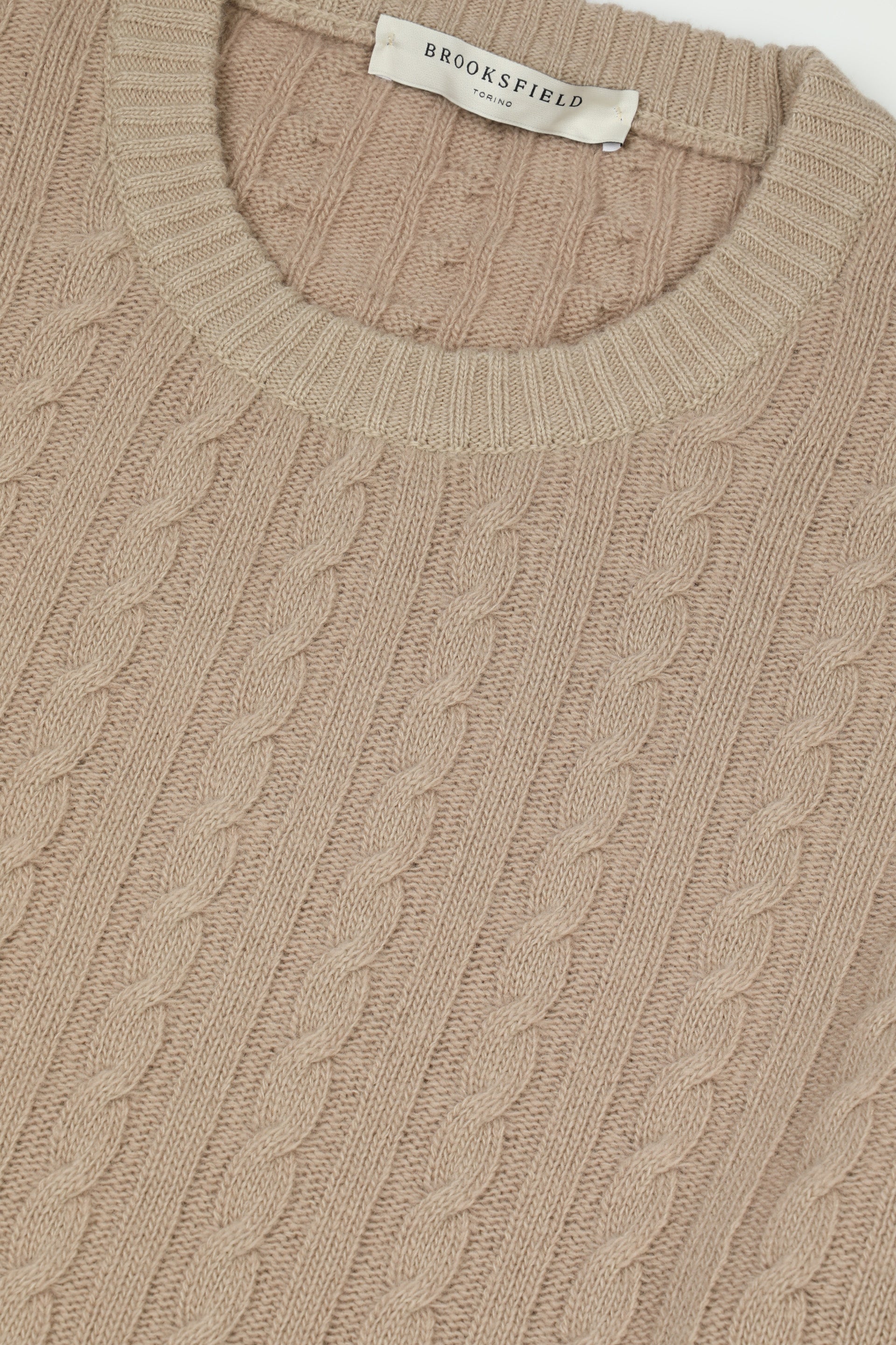 UOMO-GIROCOLLO TRECCE ALL OVER, TINTO CAPO - TUNISIA, LAMBSWOOL (FIN.7) - Avena