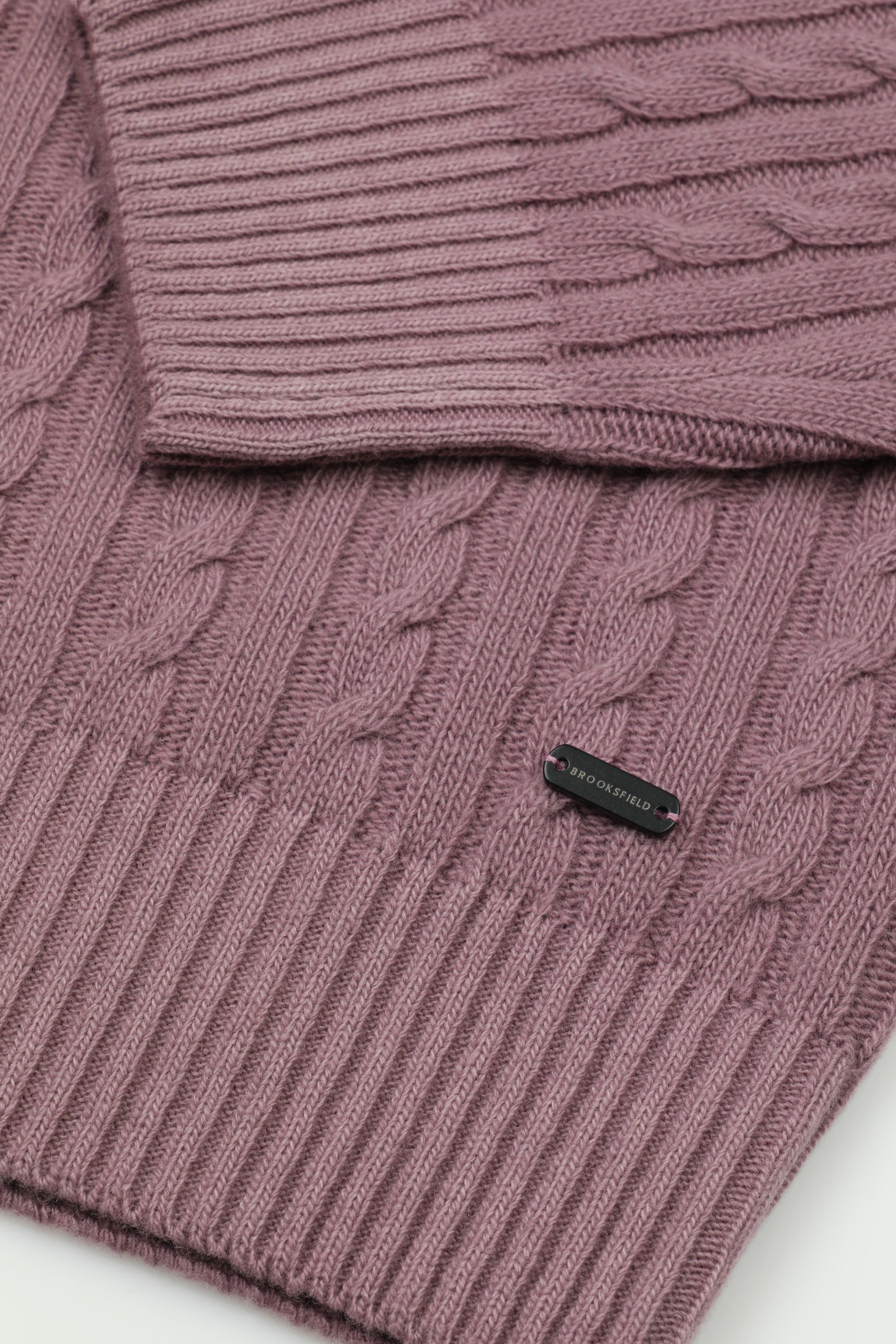 Maglia girocollo a trecce in lana. Rosa - Malva