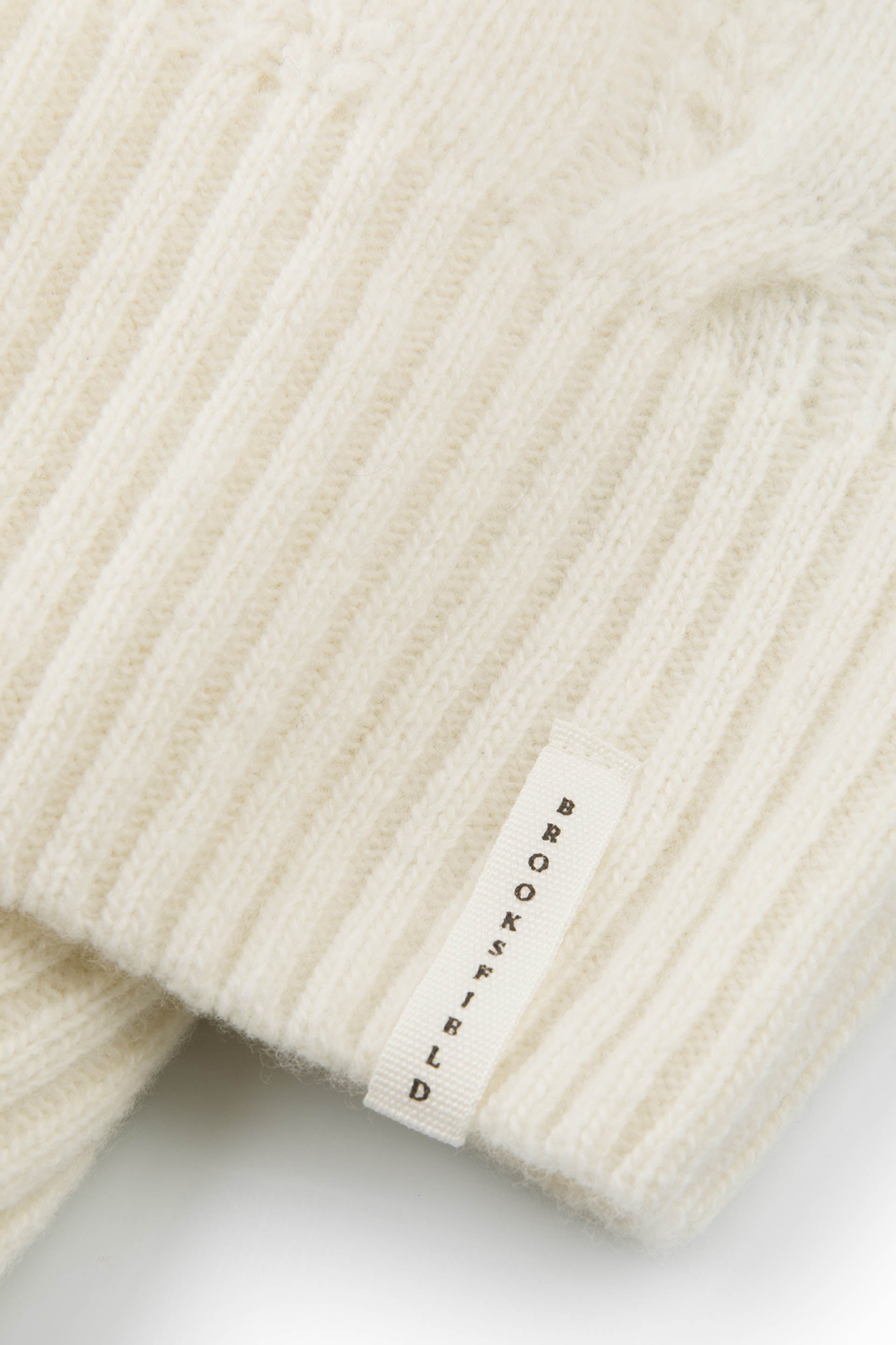 Maglia girocollo in pura lana vergine con corpo davanti a trecce - Latte