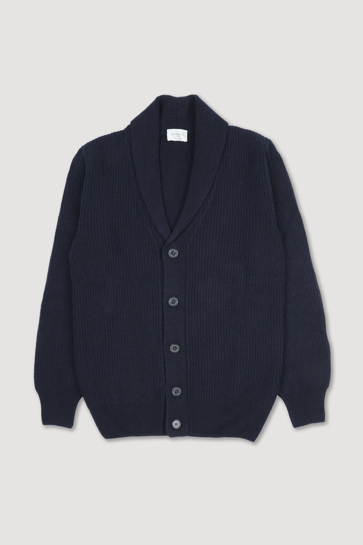 Cardigan collo scialle in pura lana vergine. Blu - Blu scuro