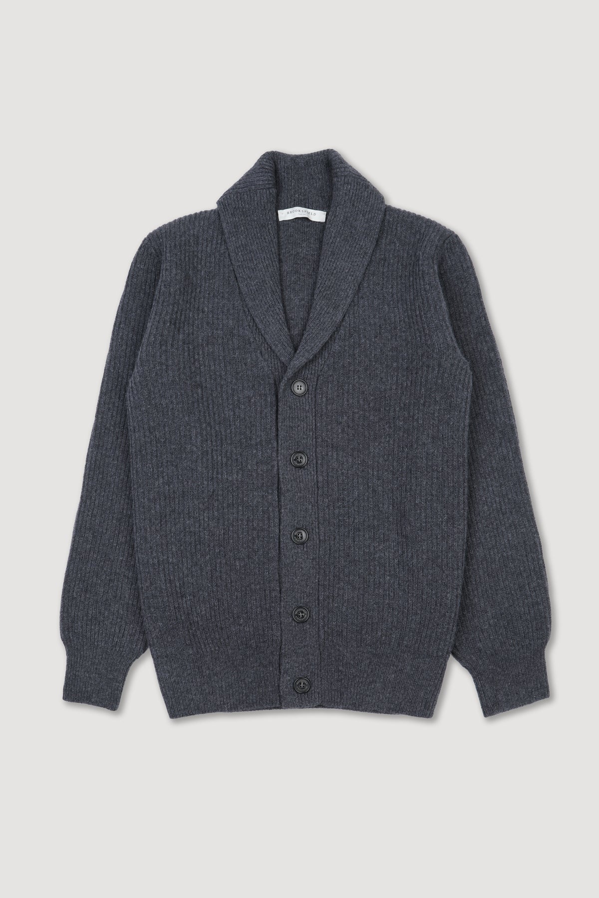 Cardigan collo scialle in pura lana vergine. Grigio - Grafite