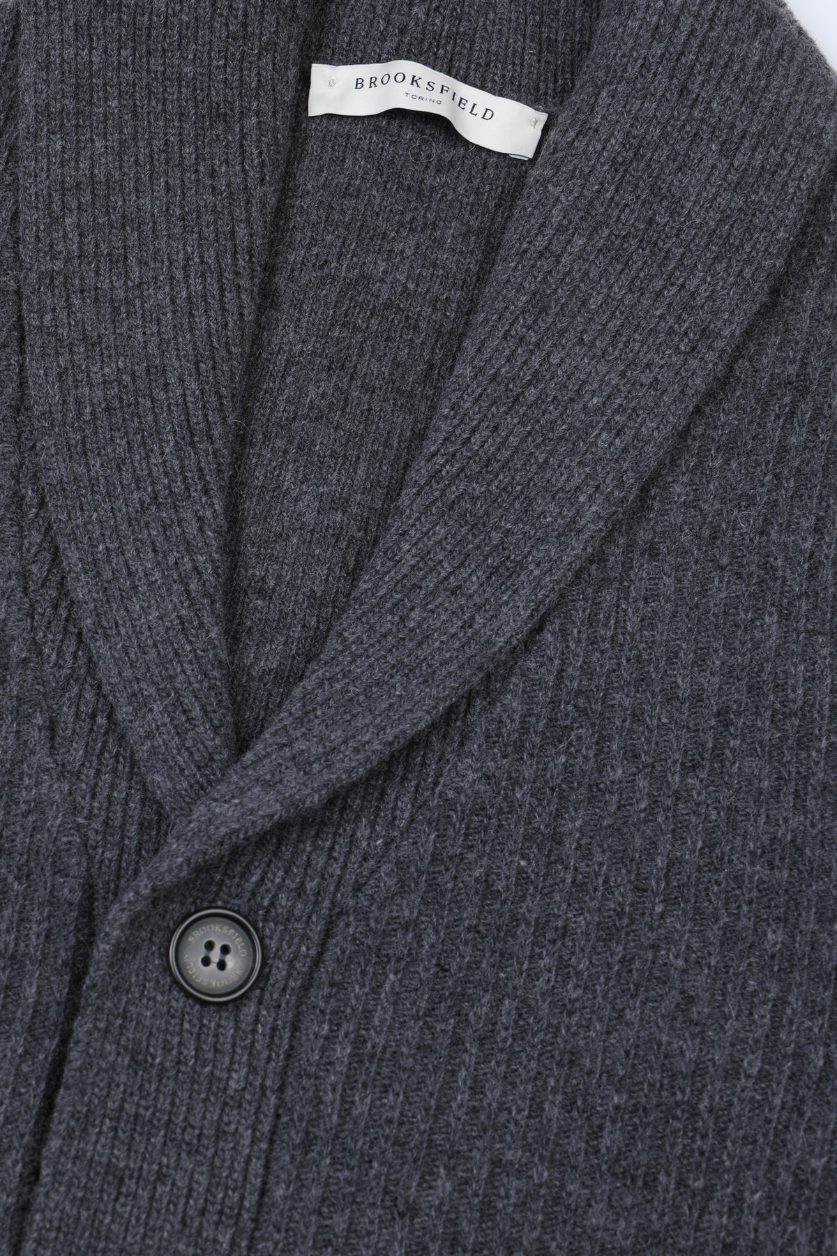 Cardigan collo scialle in pura lana vergine. Grigio - Grafite