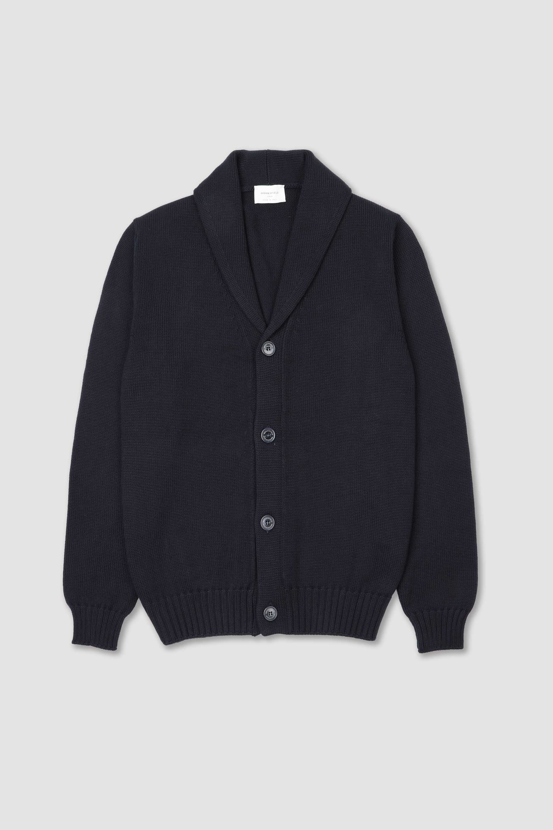 MAGLIA, ABBOTTONATO, CARDIGAN, COTONE RASATO - Navy