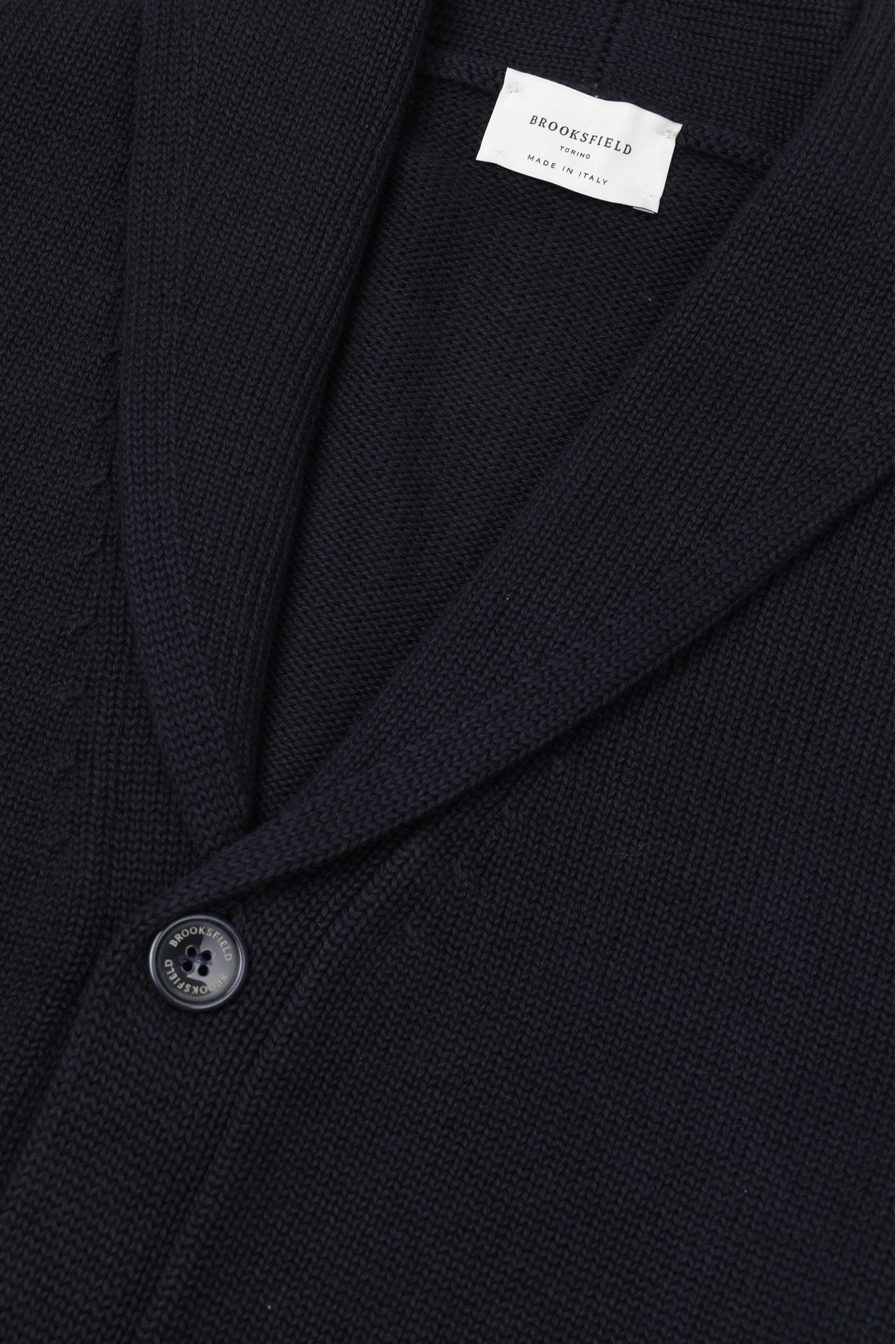 Shawl collar cardigan in organic cotton. Blue - Navy