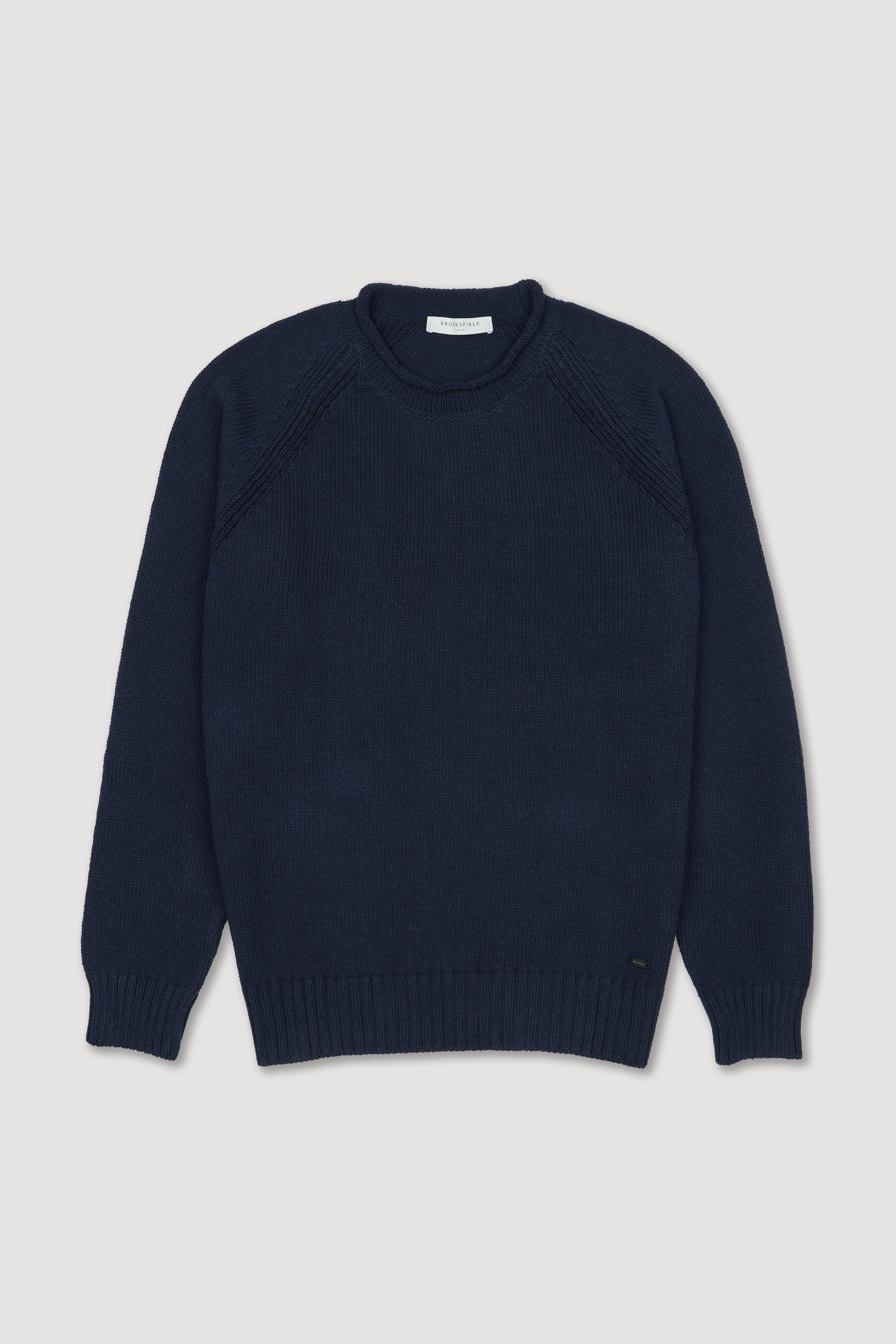 UOMO-GIROCOLLO RASATO MANICA RAGLAN, CON COLLO RASATO ROULE', MISTO COTONE (FIN.5) - Navy