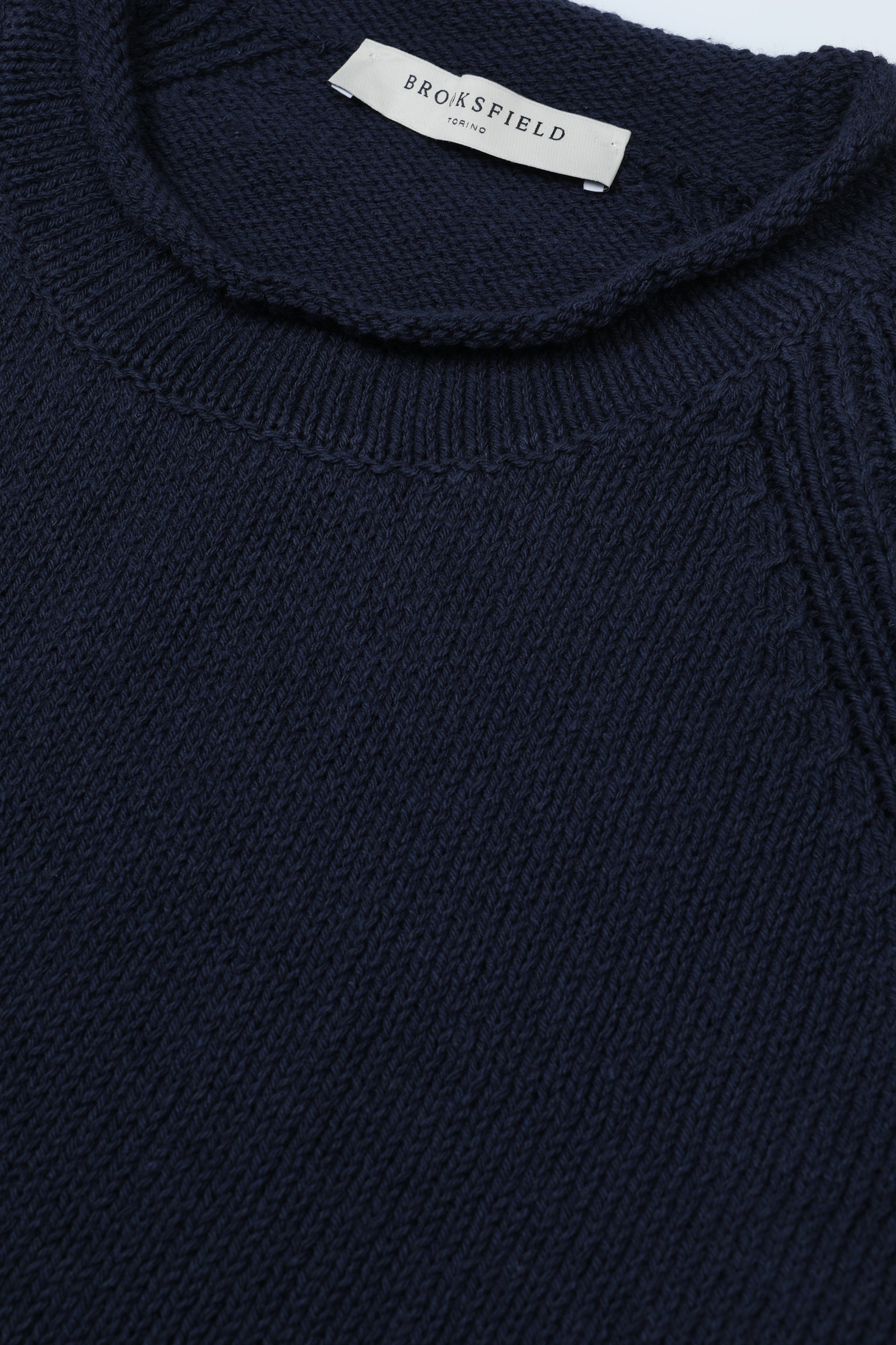 UOMO-GIROCOLLO RASATO MANICA RAGLAN, CON COLLO RASATO ROULE', MISTO COTONE (FIN.5) - Navy