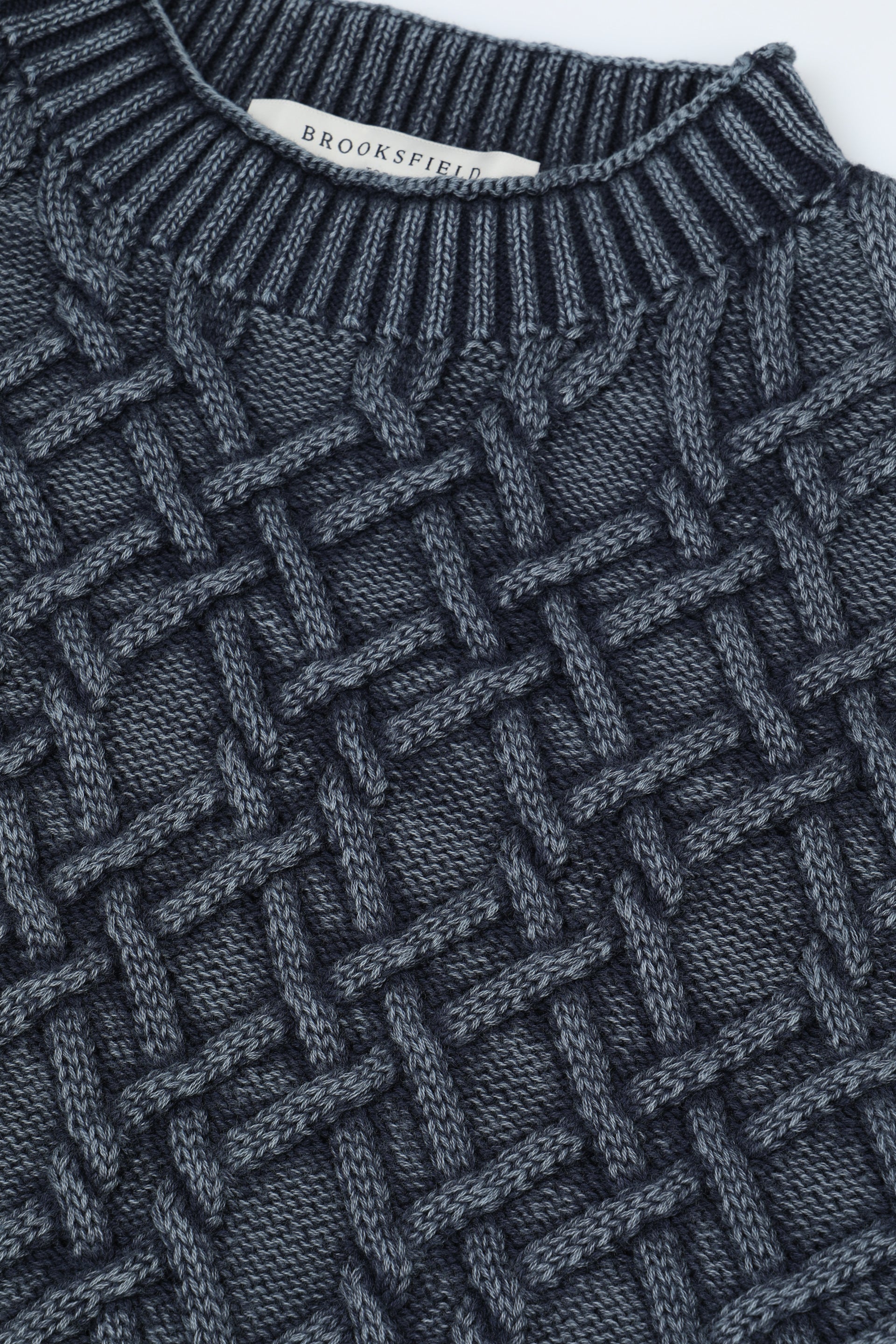 UOMO-GIROCOLLO A LOSANGHE, COLLO CRATERE, TINTO IN CAPO EFFETTO STONE, COTONE (FIN.5) - Blue stone