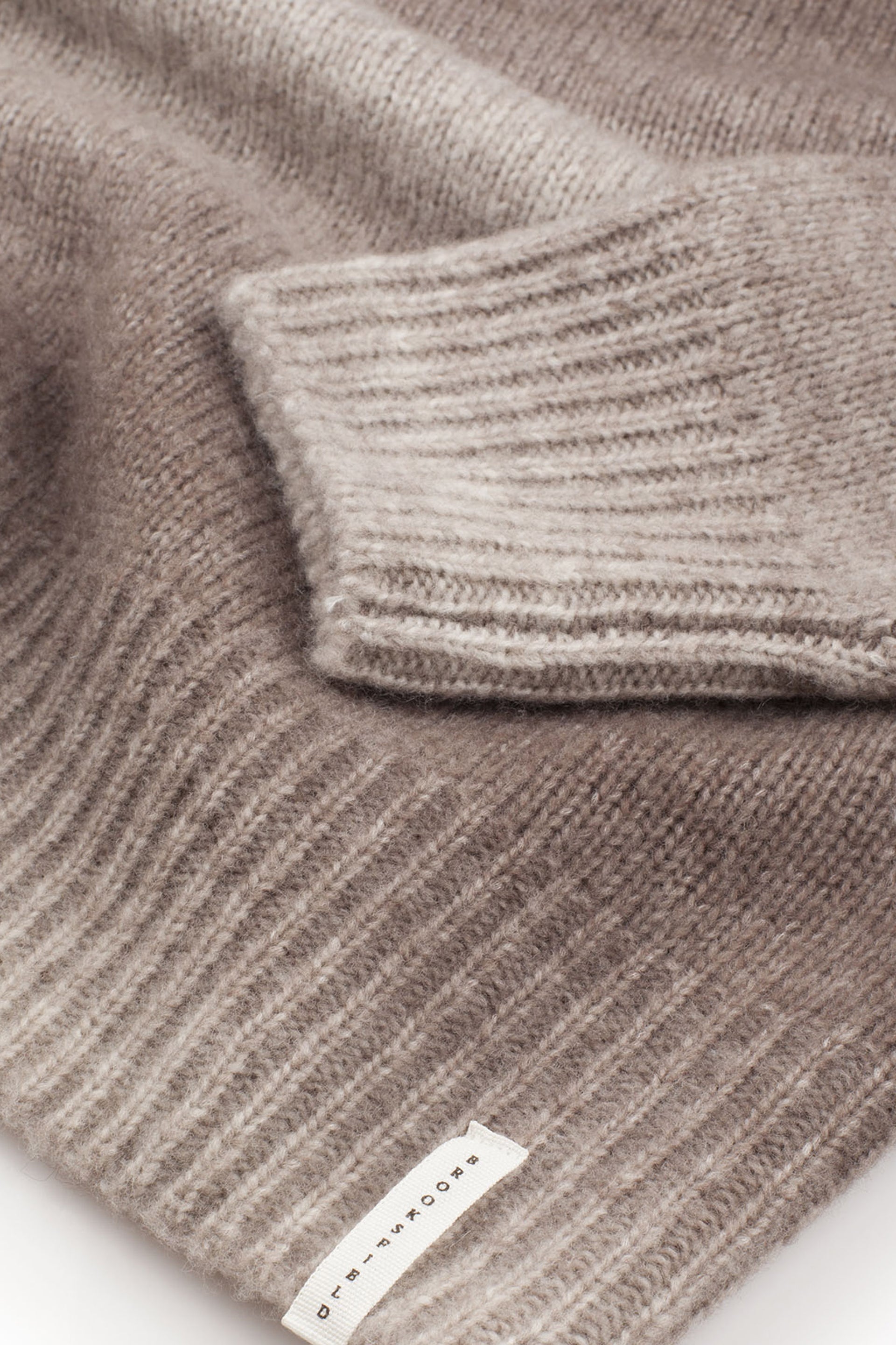 Maglia girocollo in misto lana con fantasia degradè. Beige - Acciaio