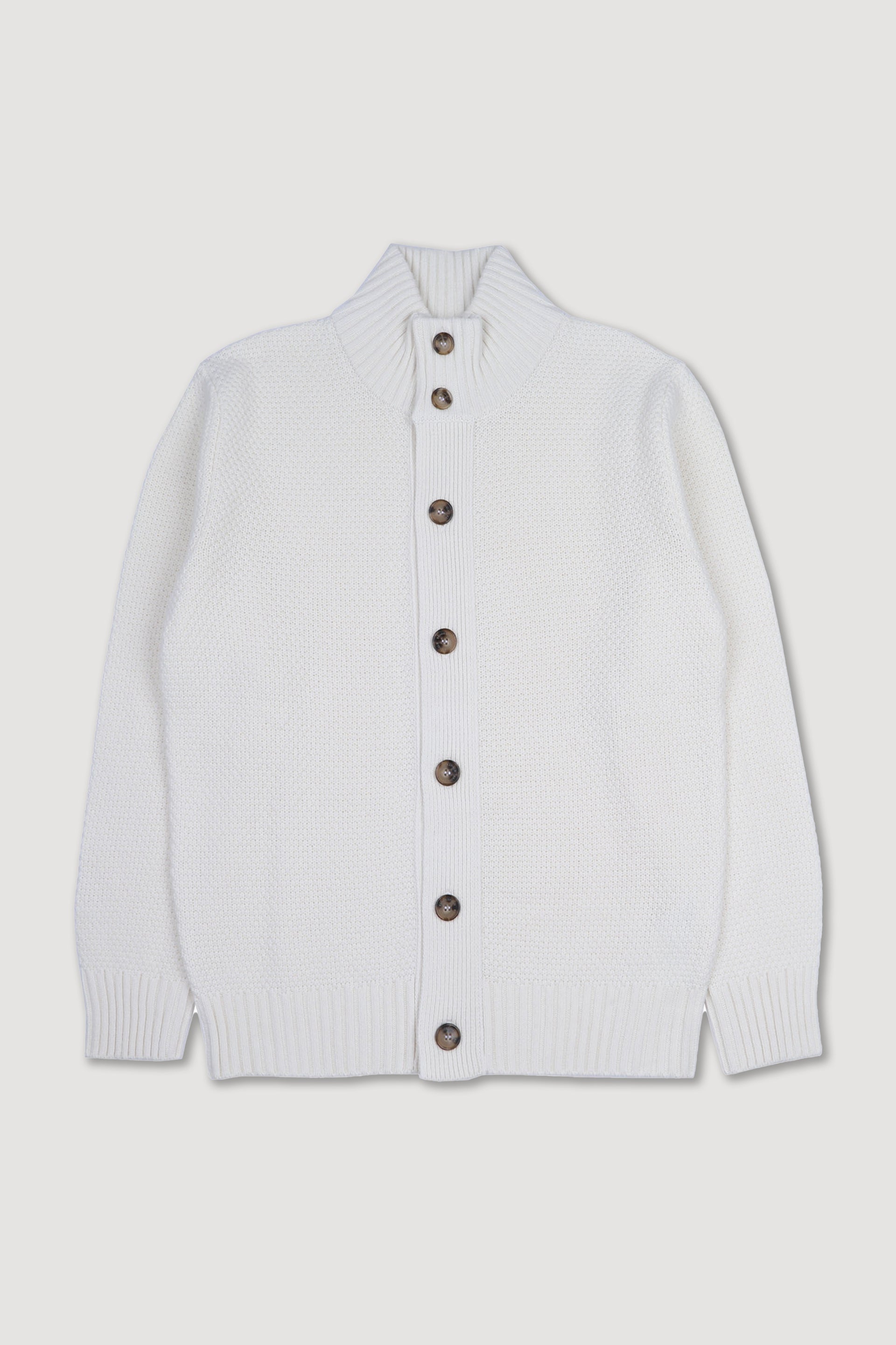 Giubbotto in maglia grana di riso realizzato in misto lana. Panna - Panna