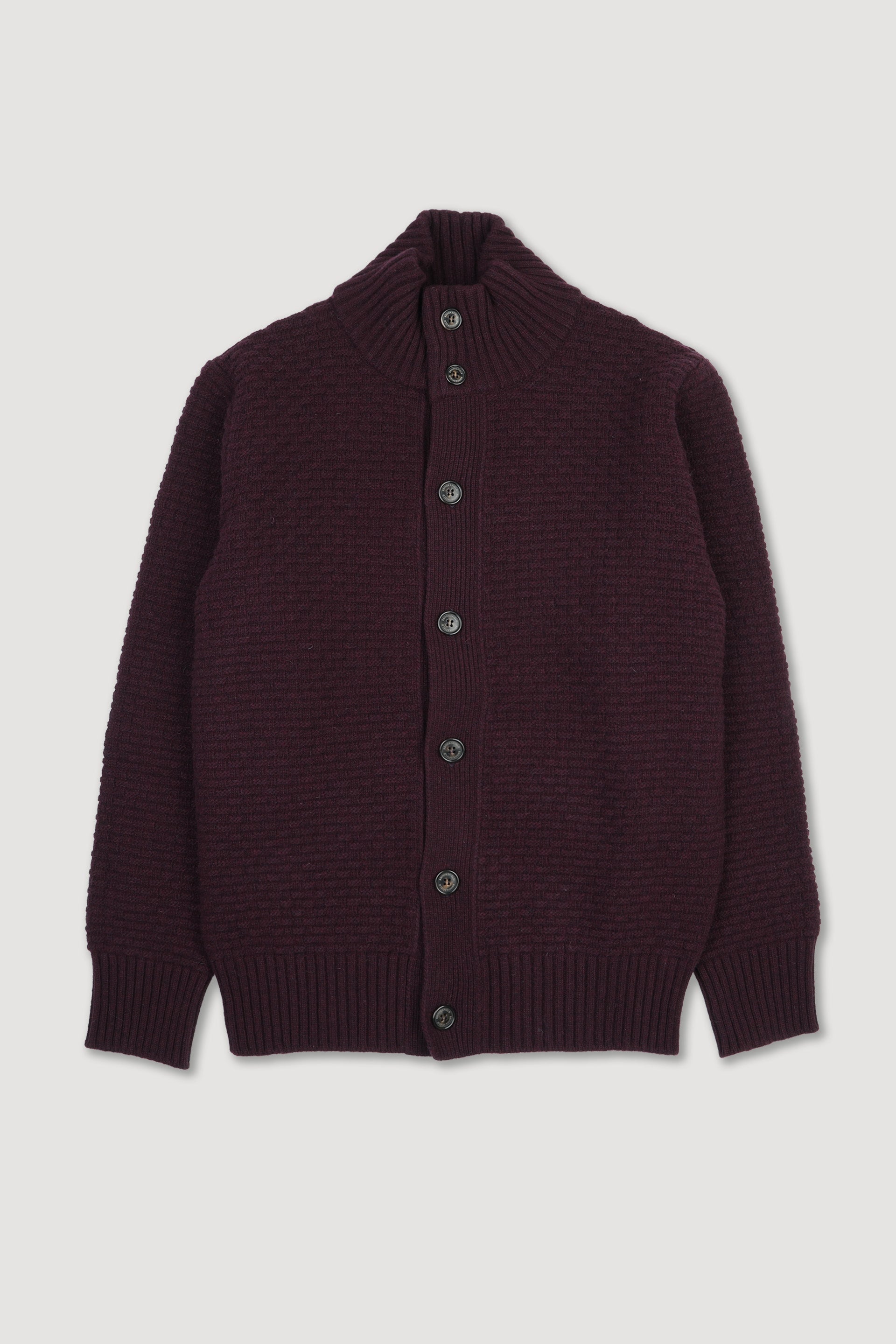Giubbotto in maglia punto canestro realizzato in misto lana. Bordeaux - Plum