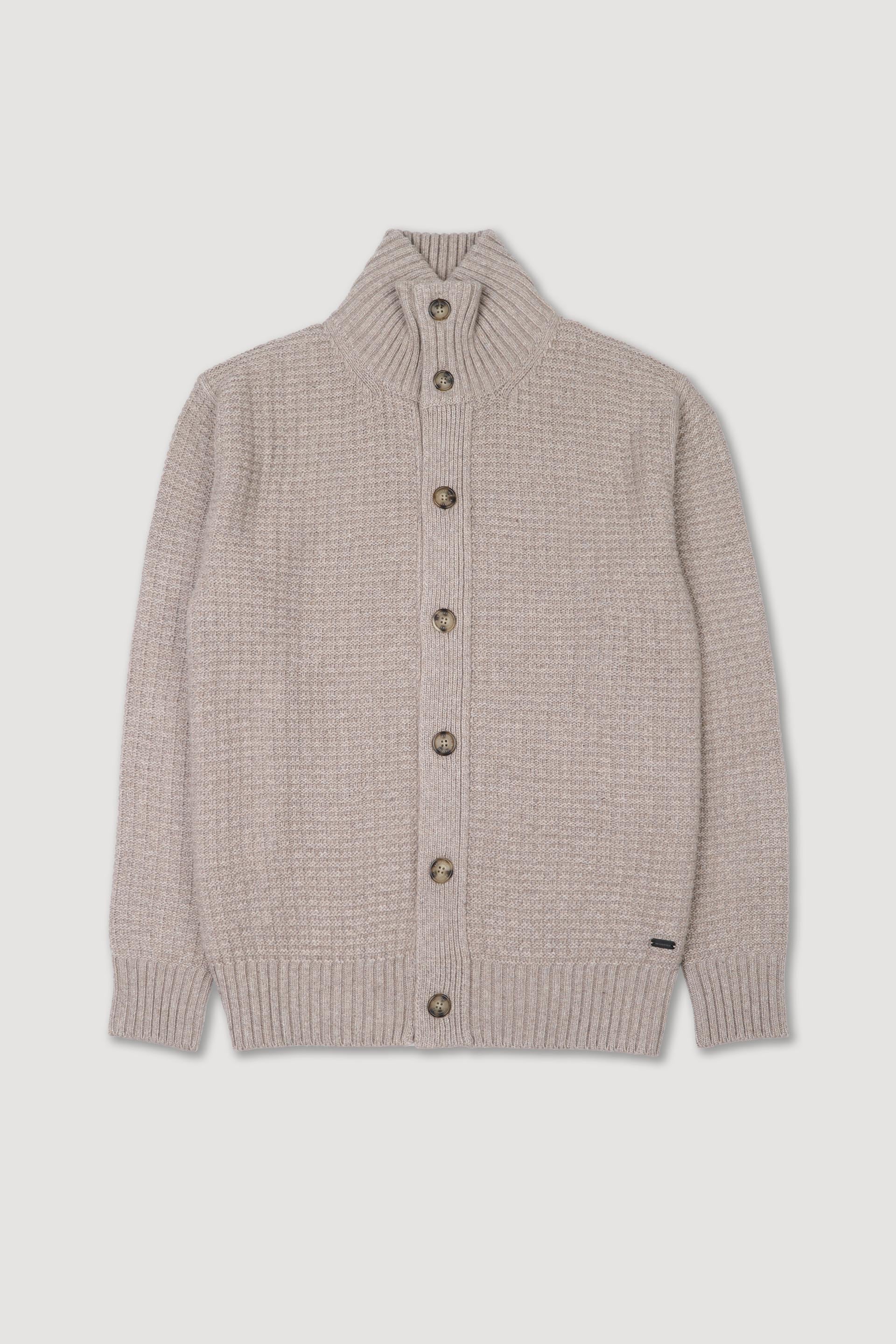 UOMO-GIACCA COLLO ARMY, CON BOTTONI, PUNTO WAFFLE, MISTO LANA/CASHMERE (FIN.5) - Avena