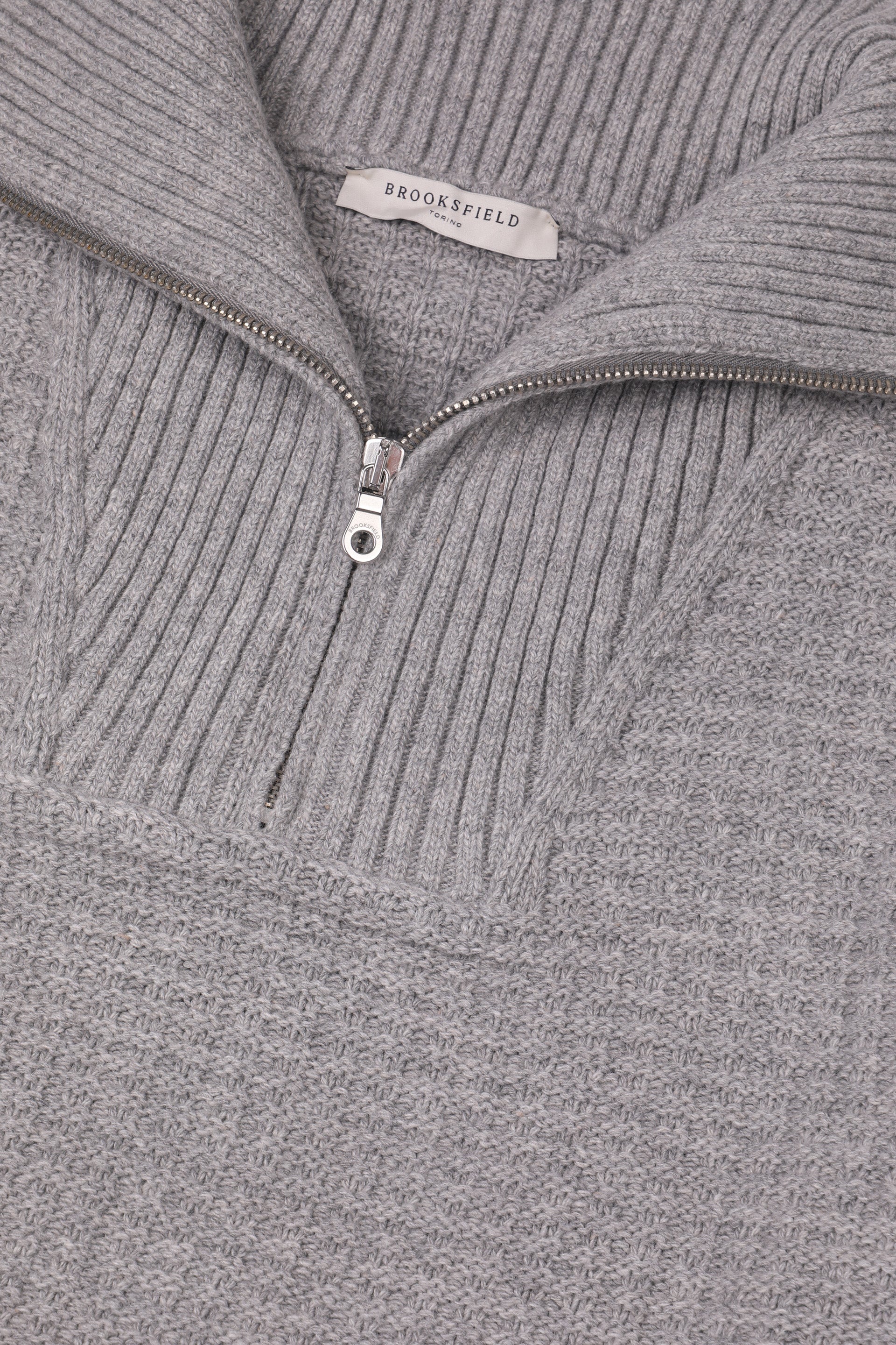 UOMO-CAMIONER MEZZA ZIP, PUNTO WAFFLE, MISTO LANA/CASHMERE (FIN.5) - Grigio