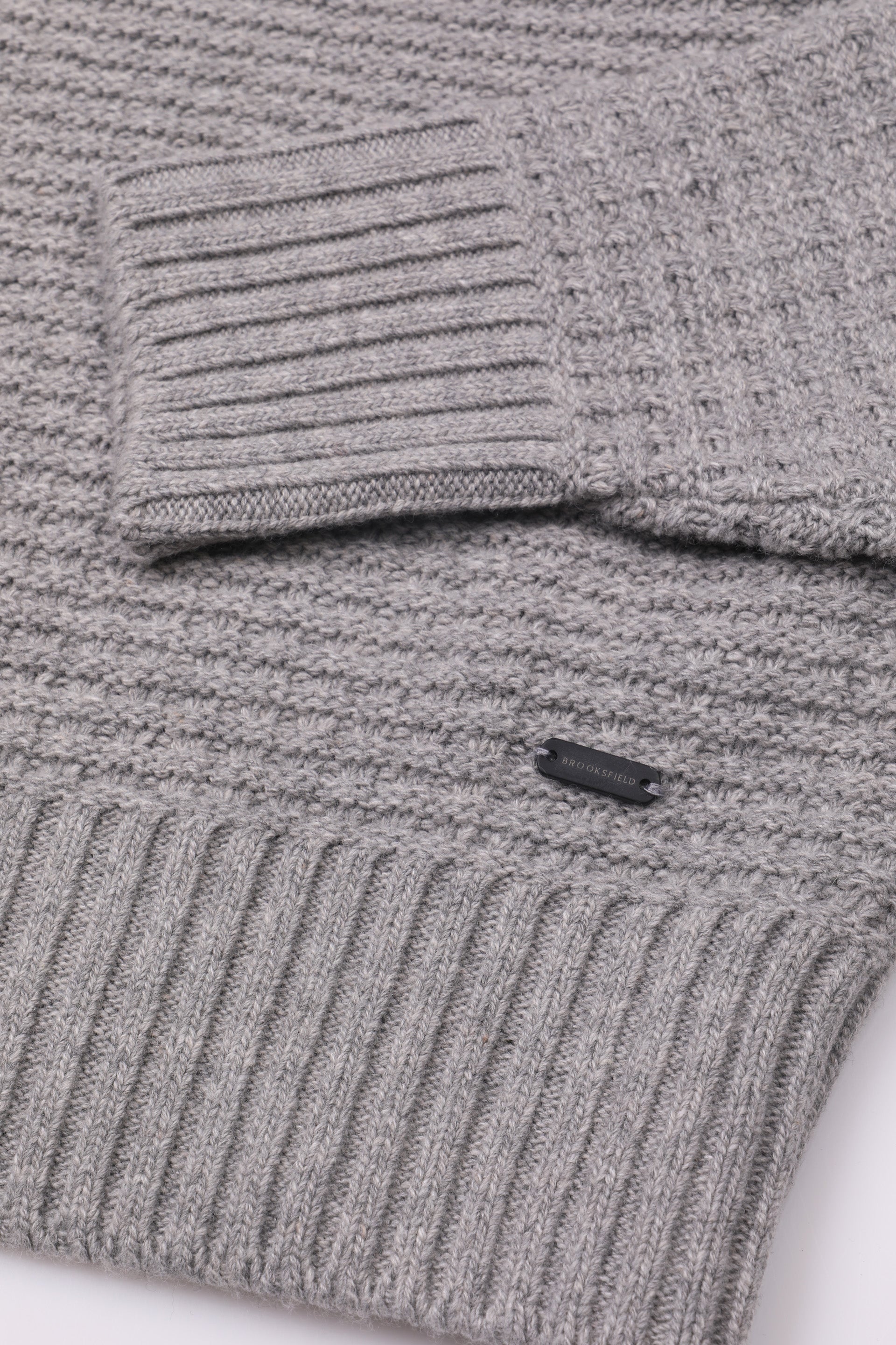 UOMO-CAMIONER MEZZA ZIP, PUNTO WAFFLE, MISTO LANA/CASHMERE (FIN.5) - Grigio