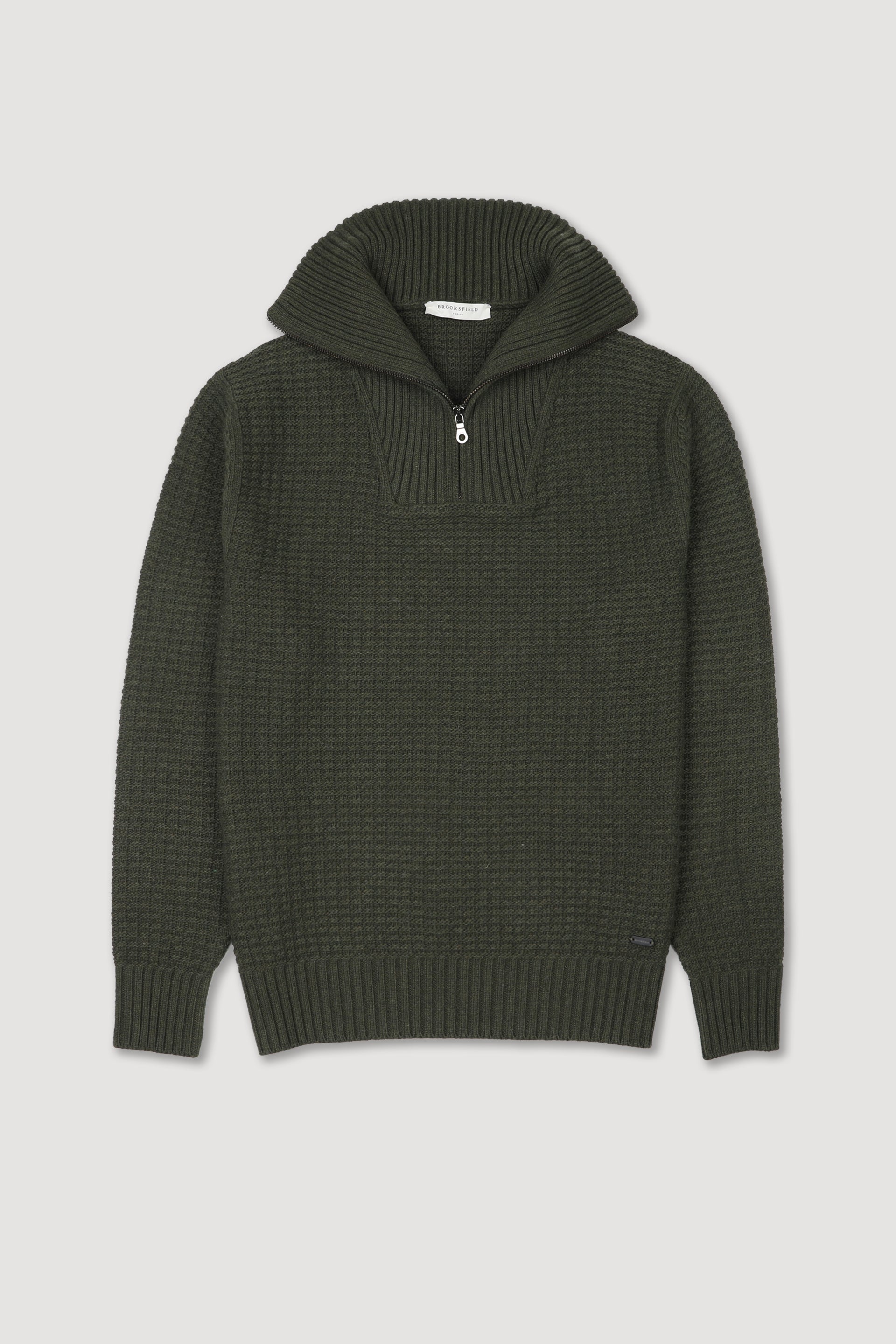 UOMO-CAMIONER MEZZA ZIP, PUNTO WAFFLE, MISTO LANA/CASHMERE (FIN.5) - Frantoio