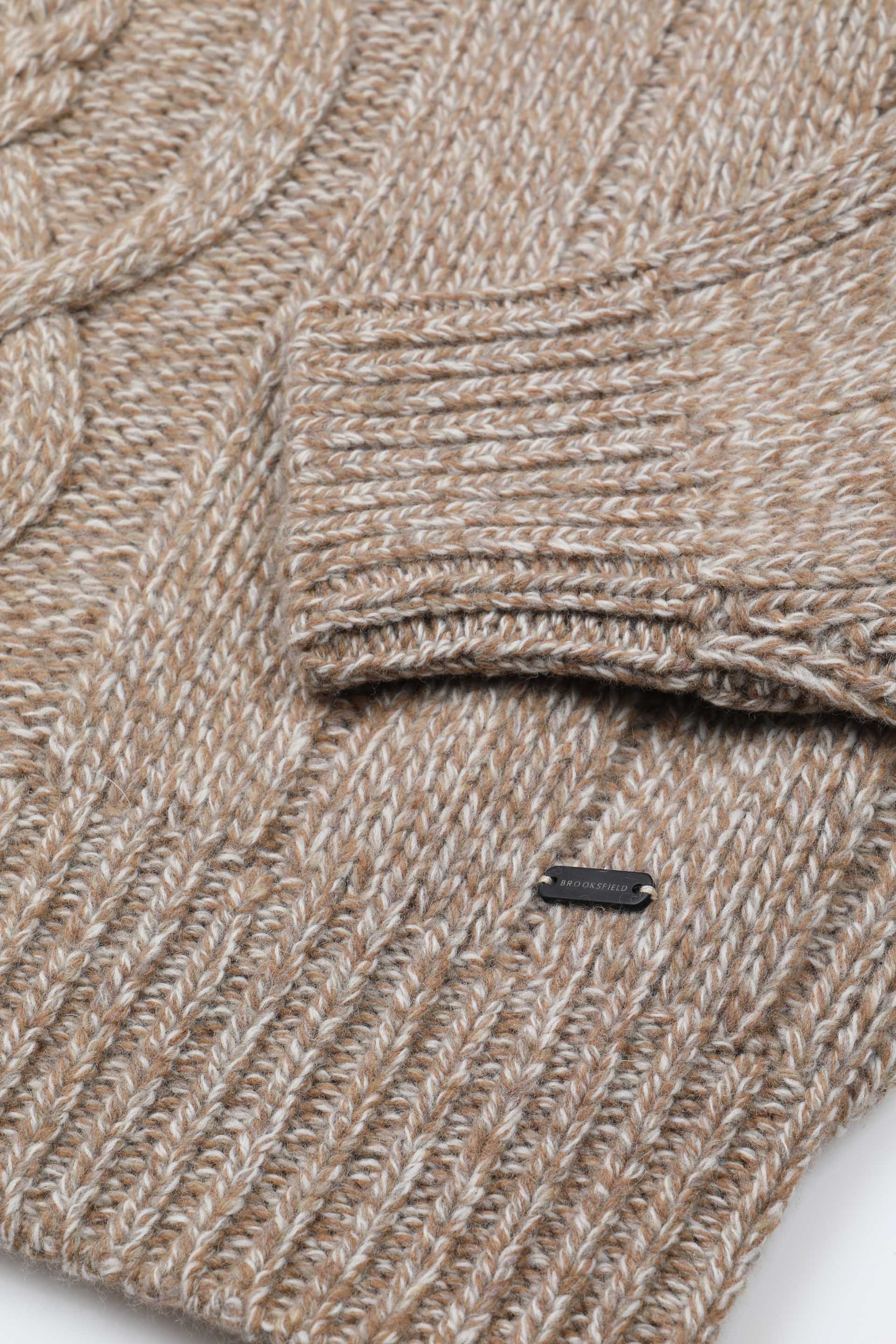 UOMO-COLLO CRATERE, LOSANGA PIAZZATA SU DAVANTI, MANICHE E SCHIENA A COSTE, MISTO LAMBSWOOL (FIN.3) - Beige