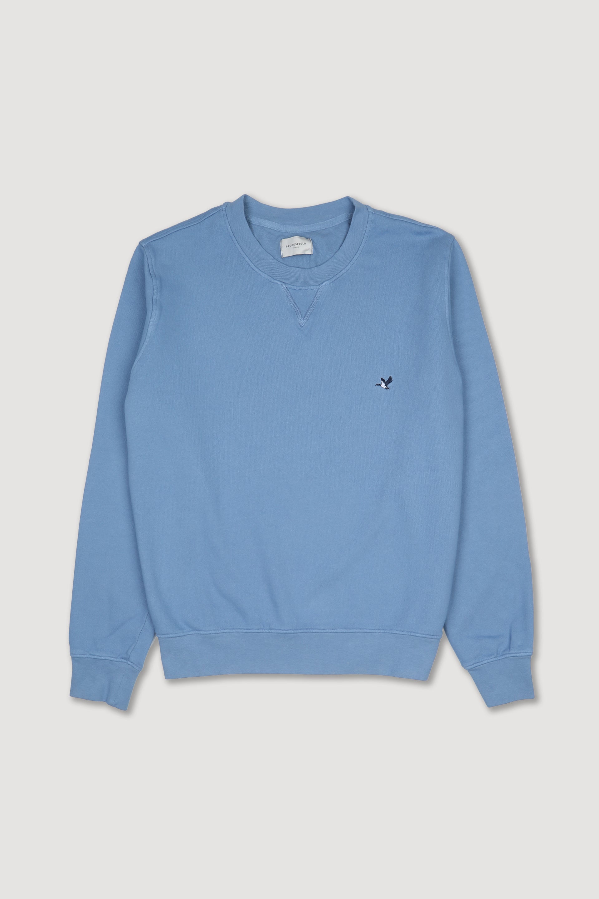 Felpa girocollo in cotone con logo ricamato al cuore. Azzurro - Cirro