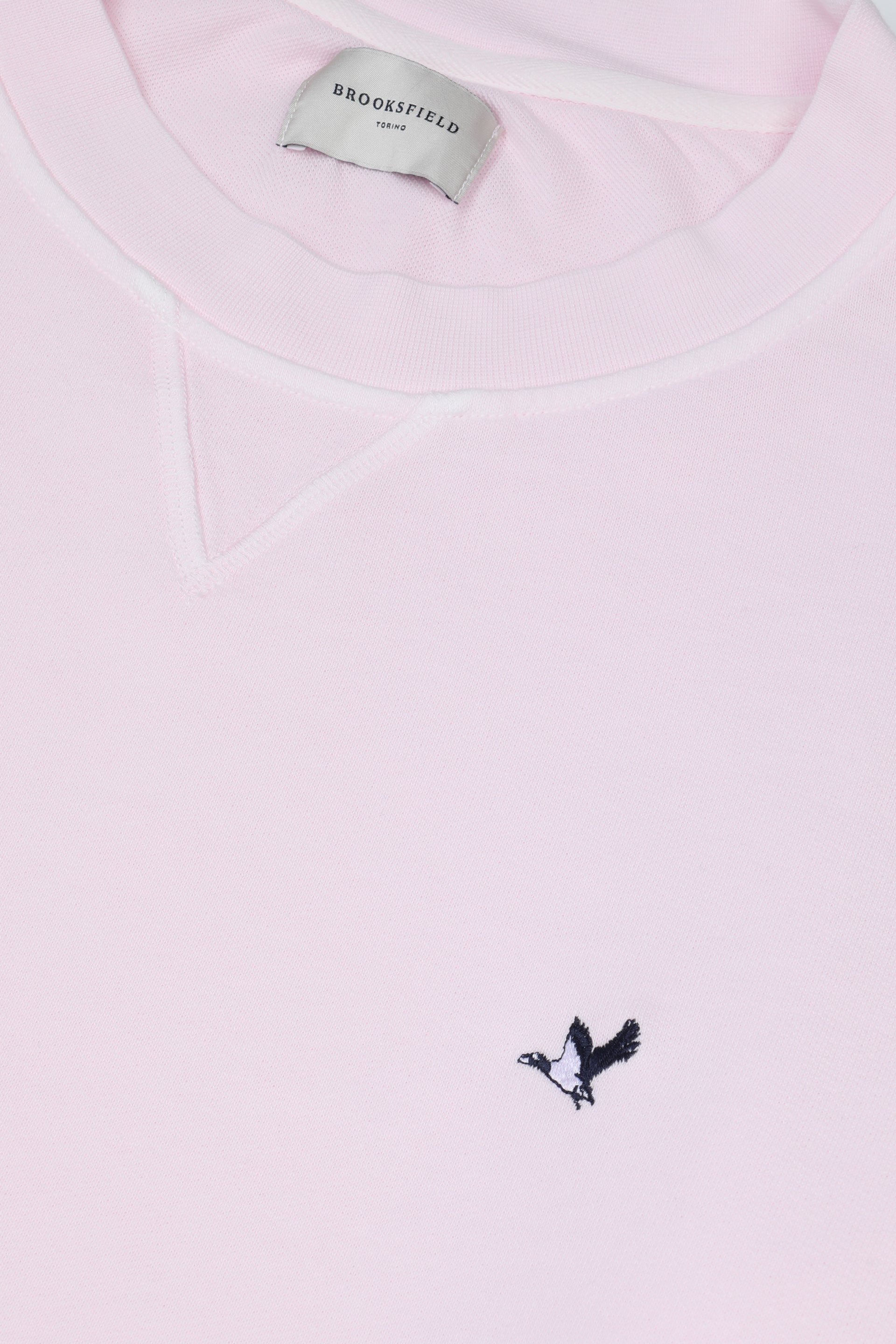Felpa girocollo in cotone con logo ricamato al cuore. Rosa - Conchiglia